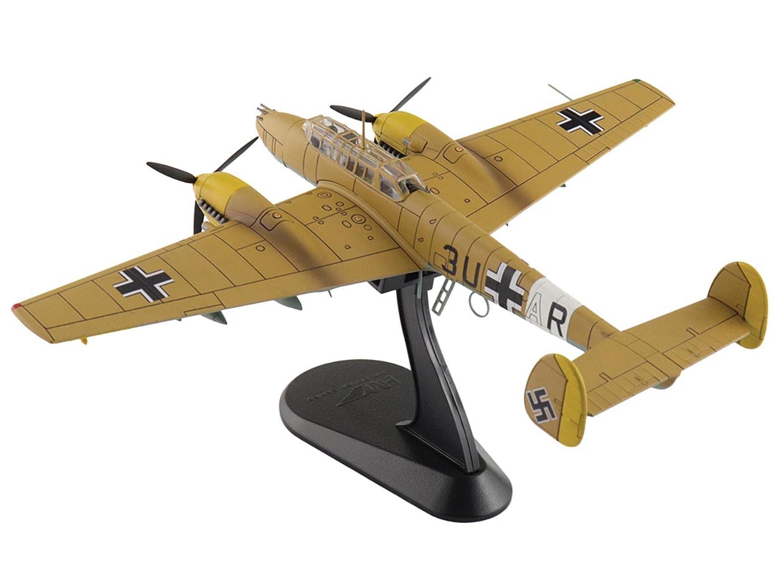 Messerschmitt BF 110E-2 Trop Fighter Aircraft "3U+AR 7./ZG26 Italy" (1941) German Luftwaffe "Air Power Series" 1/72 Diecast Model by Hobby Master - Image 5