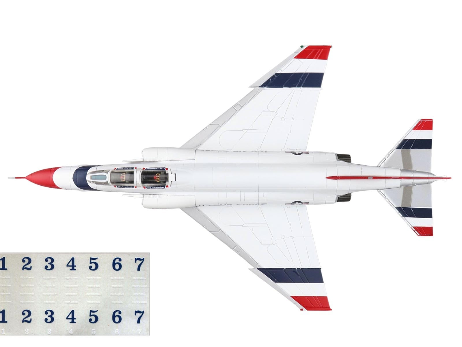 McDonnell Douglas F-4E Phantom II Fighter-Bomber Aircraft "Thunderbirds with Decals for No.1 to 7 planes 1973/74 Season" United States Air Force "Air Power Series" 1/72 Diecast Model by Hobby Master - Image 3