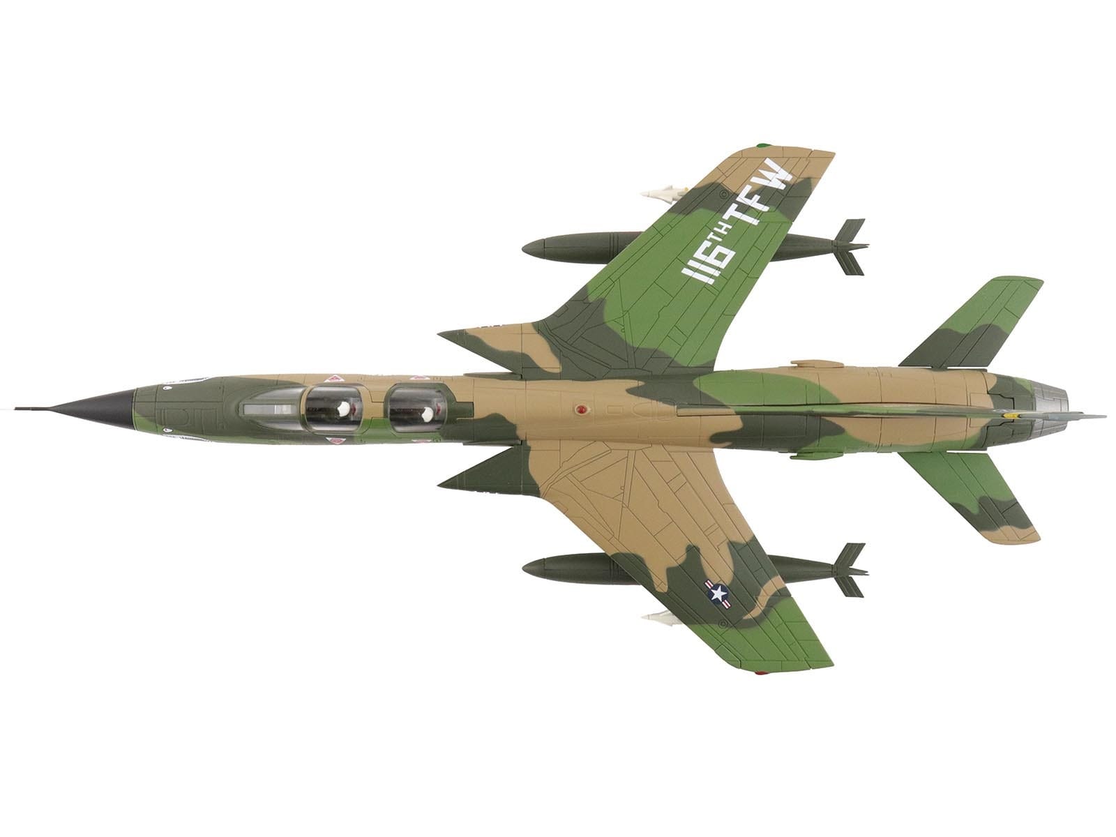 Republic F-105F Thunderchief Fighter-Bomber Aircraft "63-8299 Peach 91 128th Tactical Fighter Squadron Georgia ANG Dobbins Air Reserve Base" United States Air Force "Air Power Series" 1/72 Diecast Model by Hobby Master - Image 3