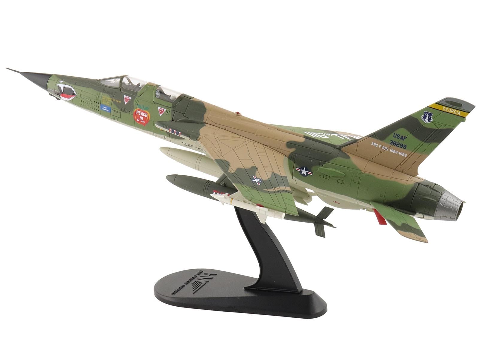 Republic F-105F Thunderchief Fighter-Bomber Aircraft "63-8299 Peach 91 128th Tactical Fighter Squadron Georgia ANG Dobbins Air Reserve Base" United States Air Force "Air Power Series" 1/72 Diecast Model by Hobby Master - Image 5