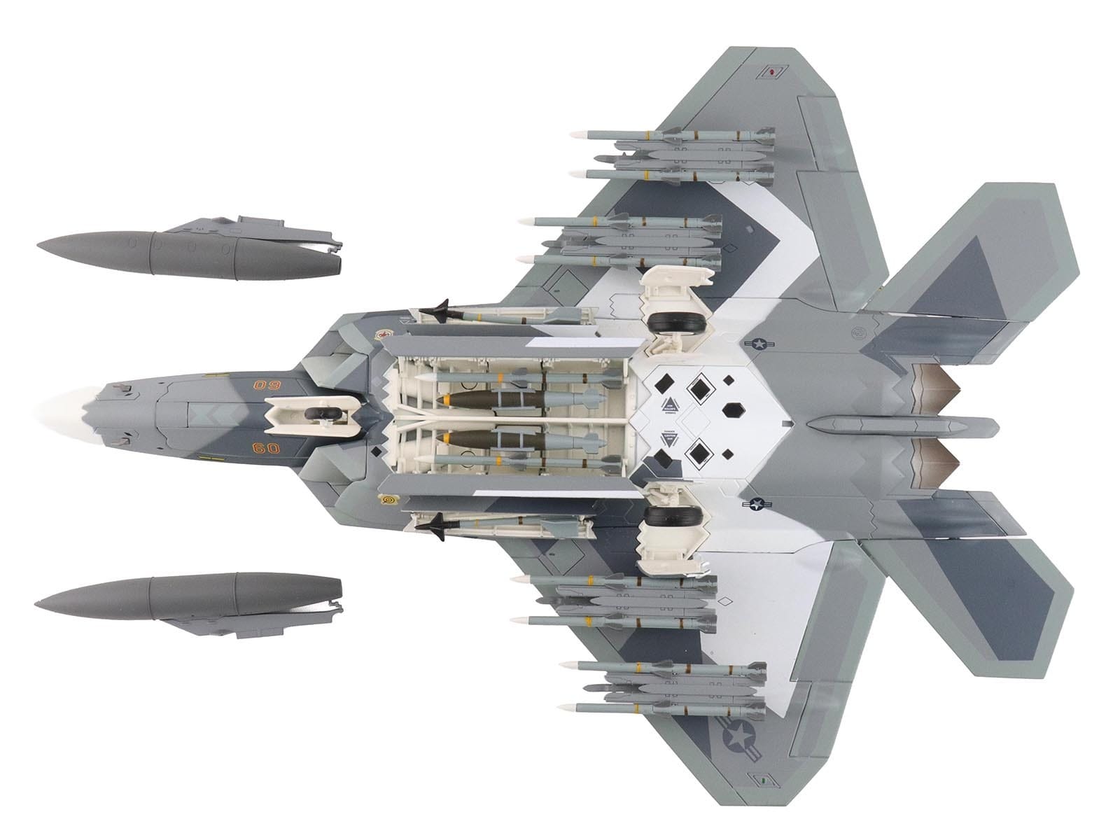 Lockheed F-22 Raptor Stealth Aircraft "Splinter Camouflage" United States Air Force "Air Power Series" 1/72 Diecast Model by Hobby Master - Image 4