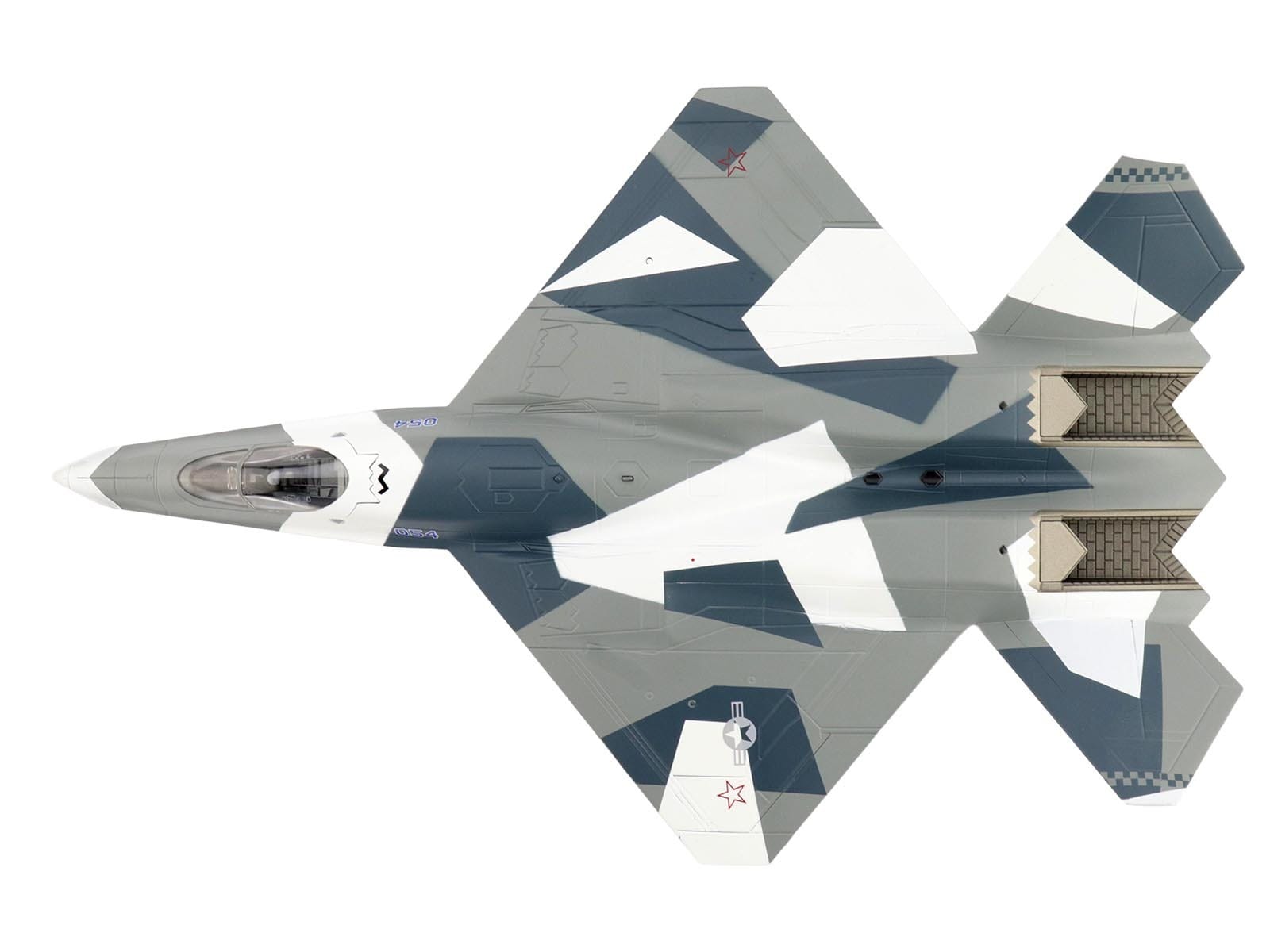 Northrop F-23 Black Widow II Stealth Fighter Aircraft Blue 054 Su-57 Aggressor What If Scheme 65th AGRS Nellis AFB United States Air Force Air Power Series 1/72 Diecast Model by Hobby Master - Image 3