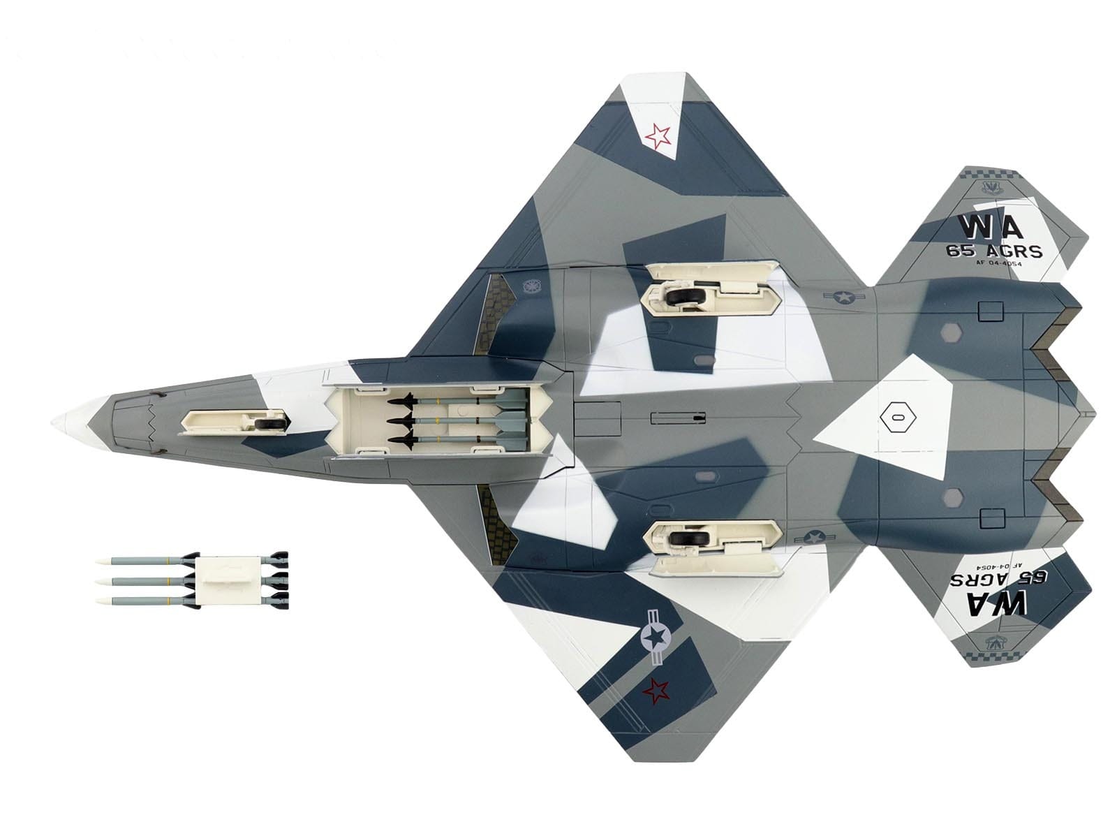 Northrop F-23 Black Widow II Stealth Fighter Aircraft Blue 054 Su-57 Aggressor What If Scheme 65th AGRS Nellis AFB United States Air Force Air Power Series 1/72 Diecast Model by Hobby Master - Image 4