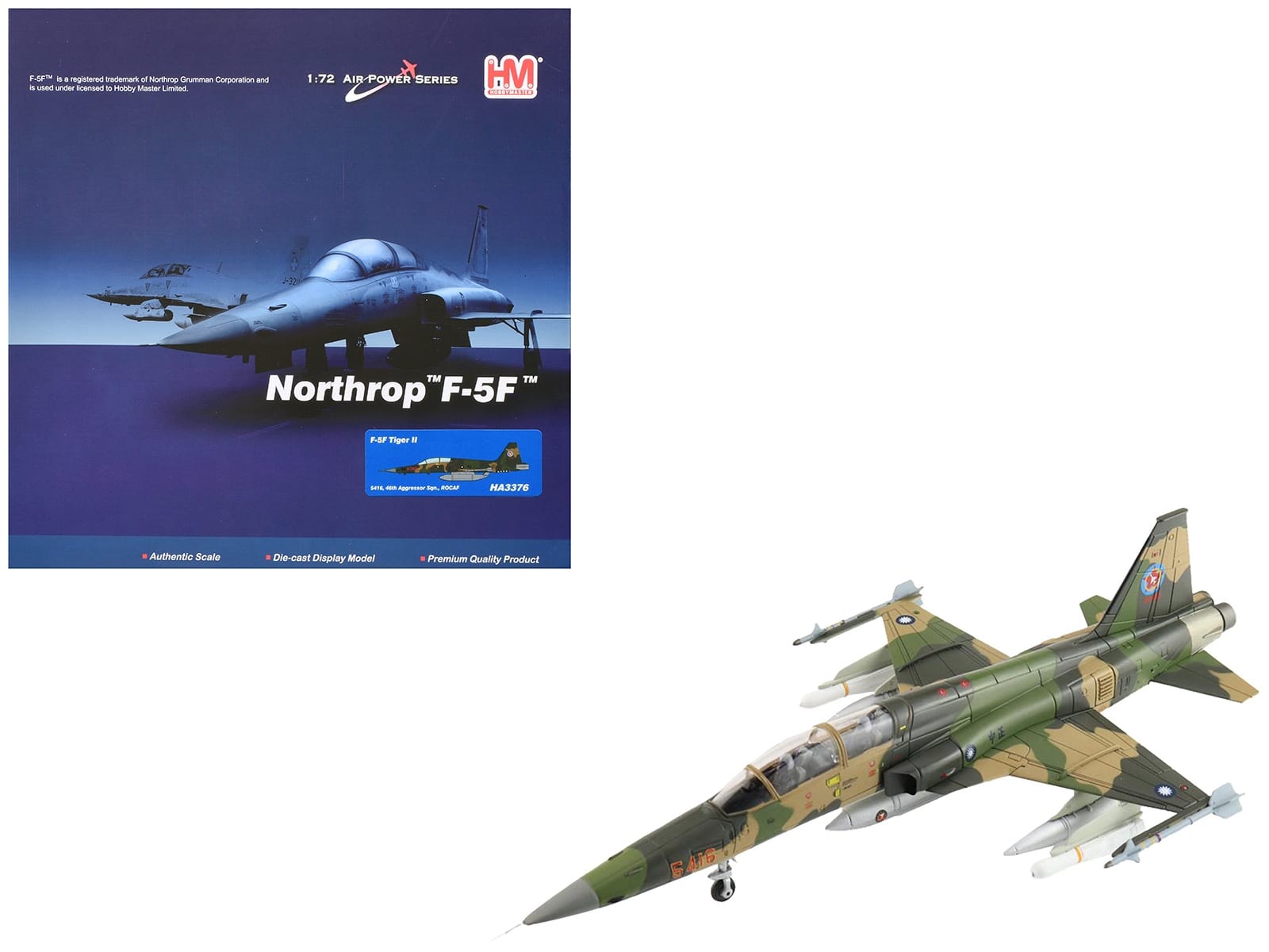 Northrop F-5F Tiger II Aircraft "46th Aggressor Squadron 7th Flight Training Wing" Republic of China Air Force "Air Power Series" 1/72 Diecast Model by Hobby Master - Image 5