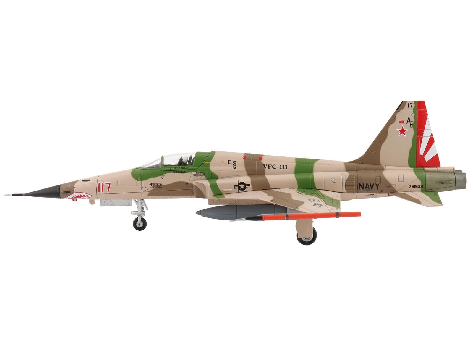 Northrop F-5N Tiger II Aircraft "Red 117 761533 Adversary Fighter VFC-111 Sundowners" United States Navy "Air Power Series" 1/72 Diecast Model by Hobby Master - Image 2