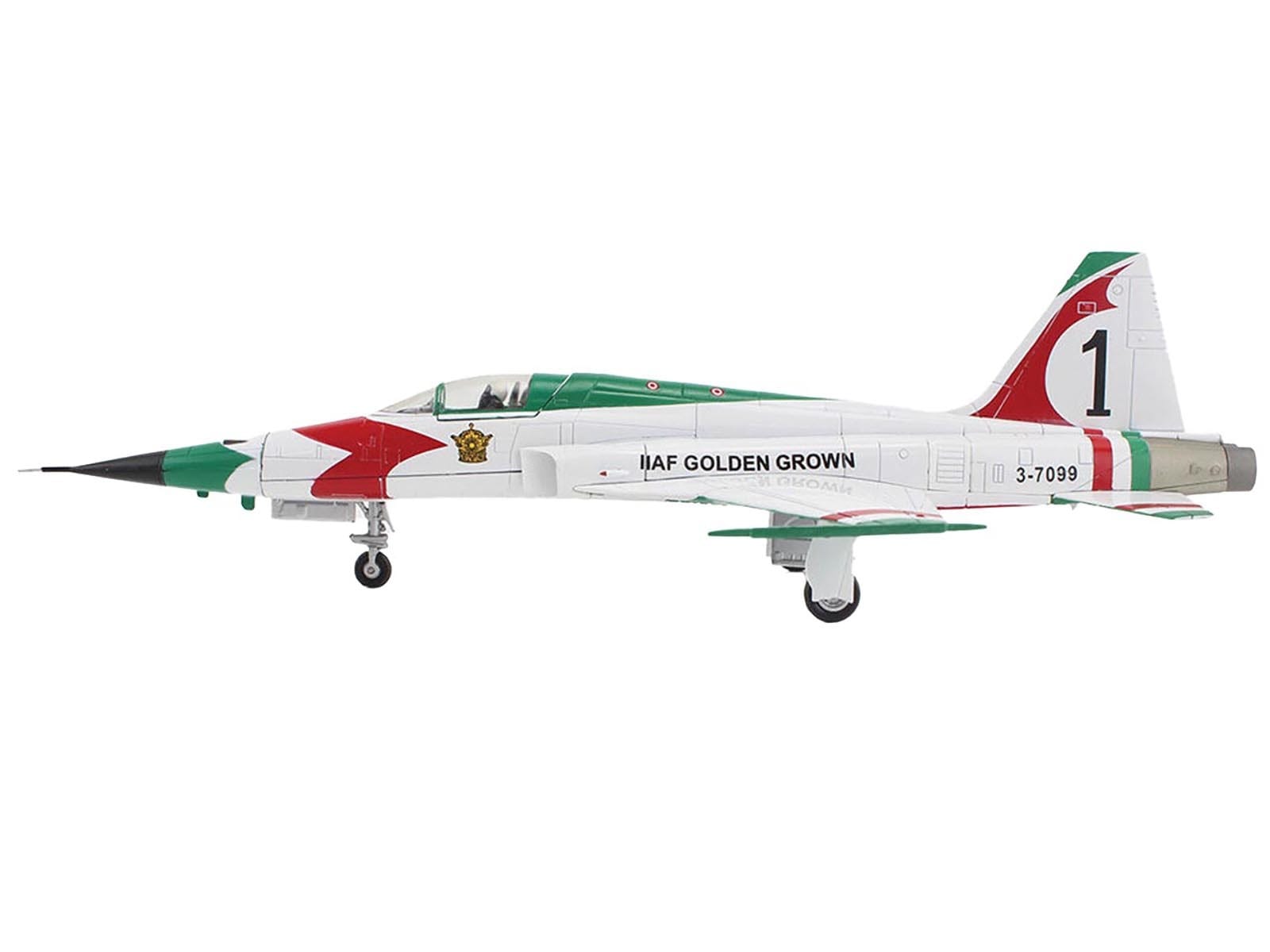 Northrop F-5E Tiger II Aircraft "#1 3-7099 IIAF Golden Crown" Imperial Iranian Air Force "Air Power Series" 1/72 Diecast Model by Hobby Master - Image 2