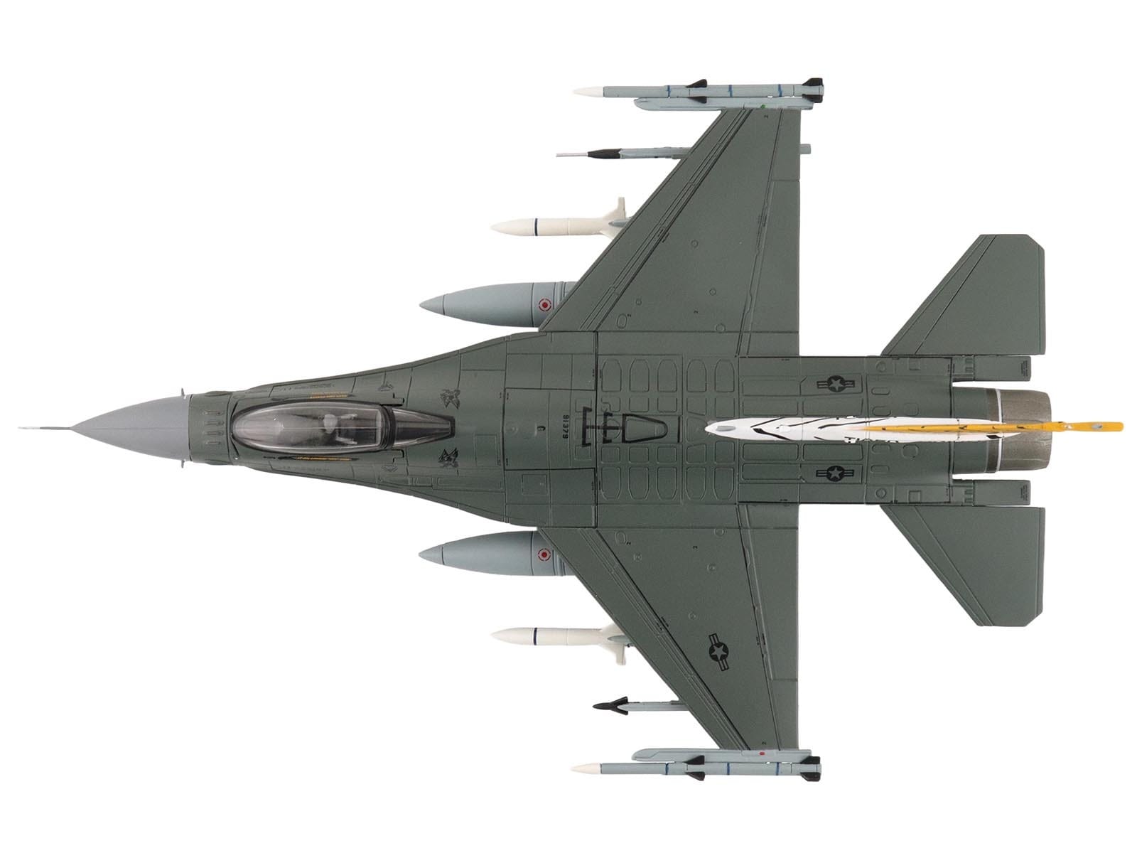 Lockheed F-16CM Fighting Falcon Fighter Aircraft "91-0379 Tiger Tiger 1 79th Fighter Squadron Shaw Air Force Base" (2023) United States Air Force "Air Power Series" 1/72 Diecast Model by Hobby Master - Image 4