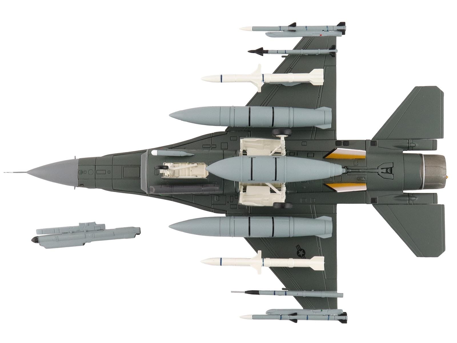 Lockheed F-16CM Fighting Falcon Fighter Aircraft "91-0379 Tiger Tiger 1 79th Fighter Squadron Shaw Air Force Base" (2023) United States Air Force "Air Power Series" 1/72 Diecast Model by Hobby Master - Image 5