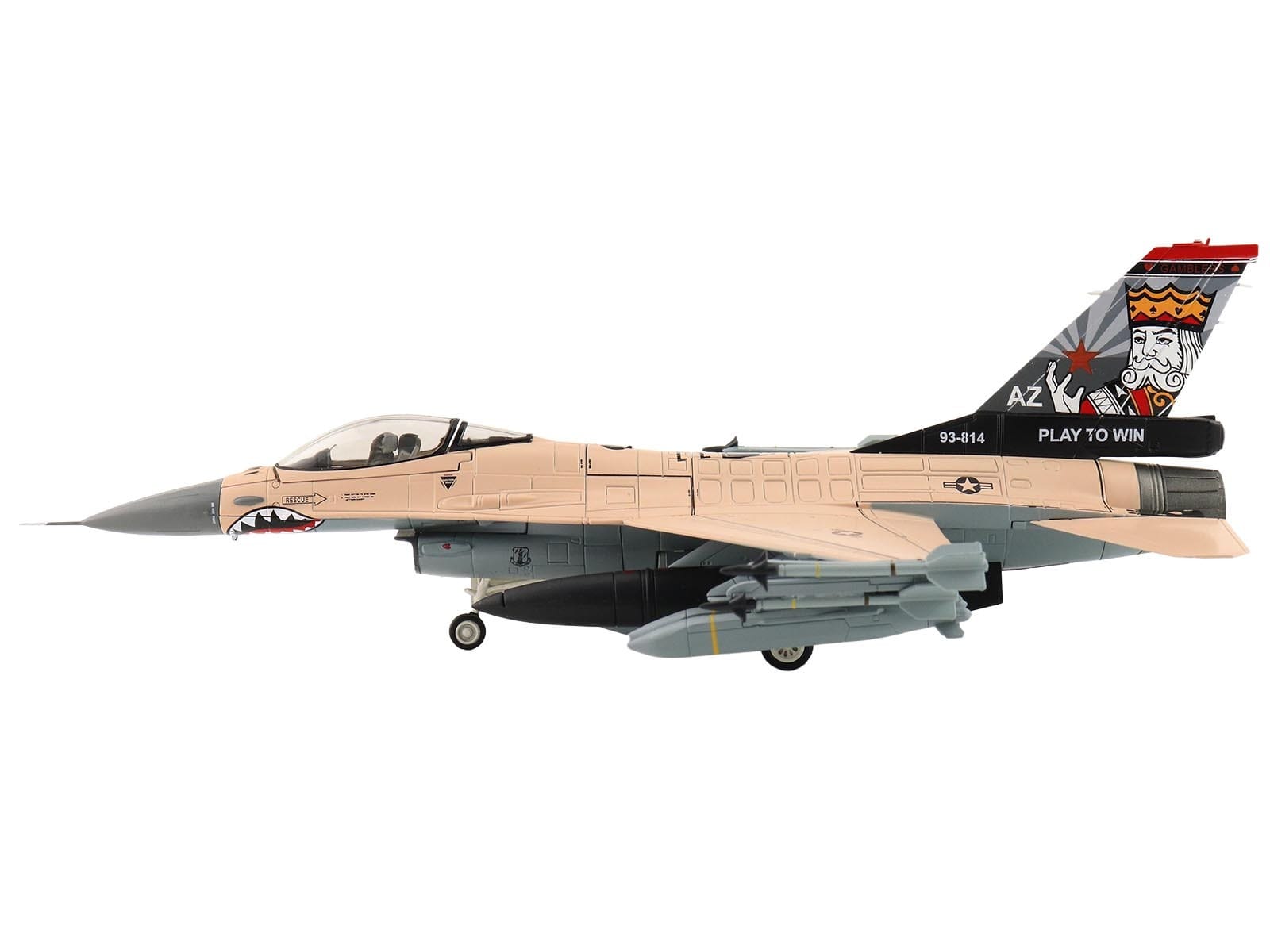 Lockheed F-16V Fighting Falcon Fighter Aircraft "93-0814 Play to Win 21st Sqn. Luke AFB" (2025) United States Air Force "Air Power Series" 1/72 Diecast Model by Hobby Master - Image 2