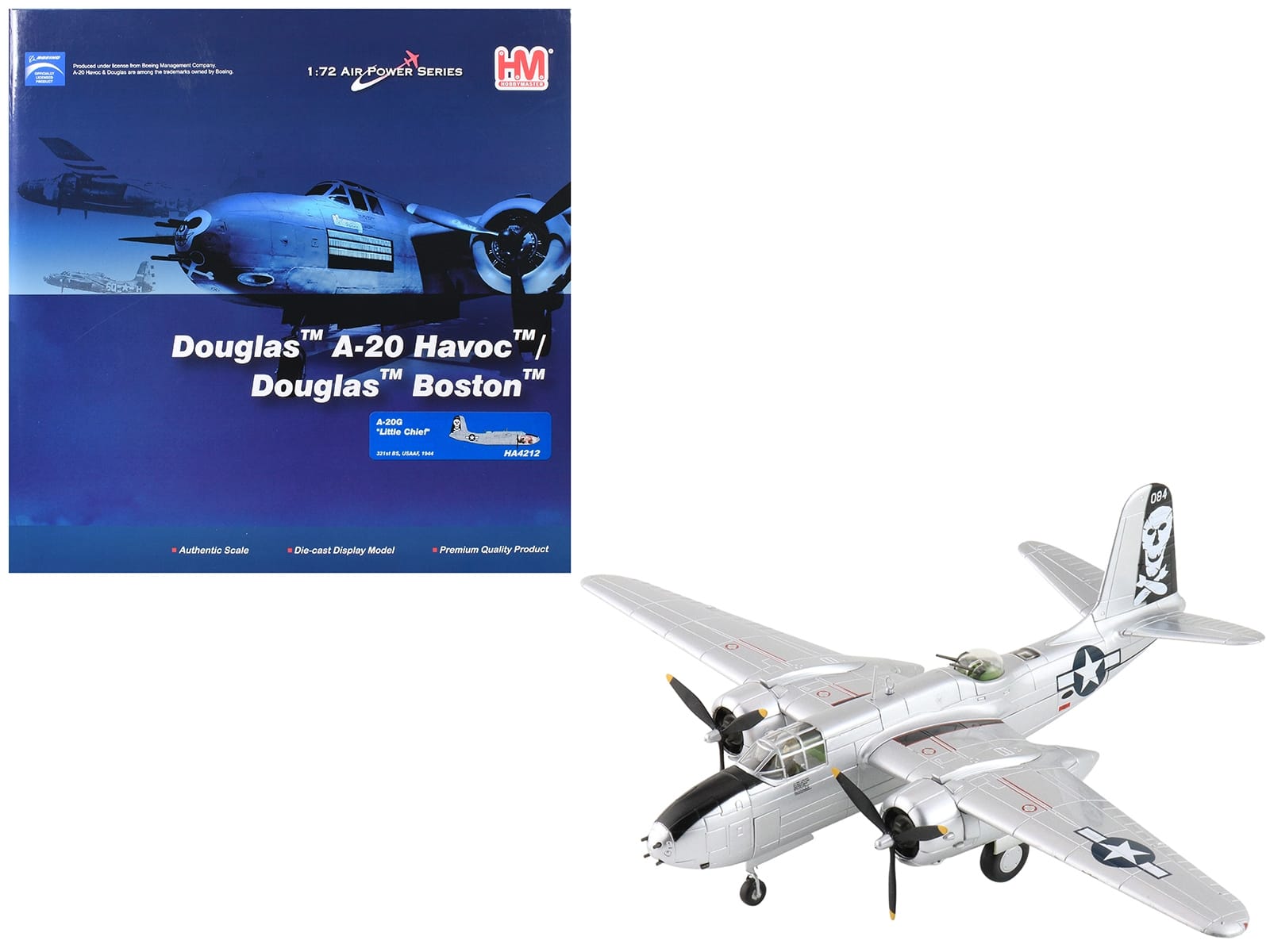 Douglas A-20G Havoc Aircraft "Little Chief 43-9521 321st BS" (1944) United States Army Air Forces "Air Power Series" 1/72 Diecast Model by Hobby Master