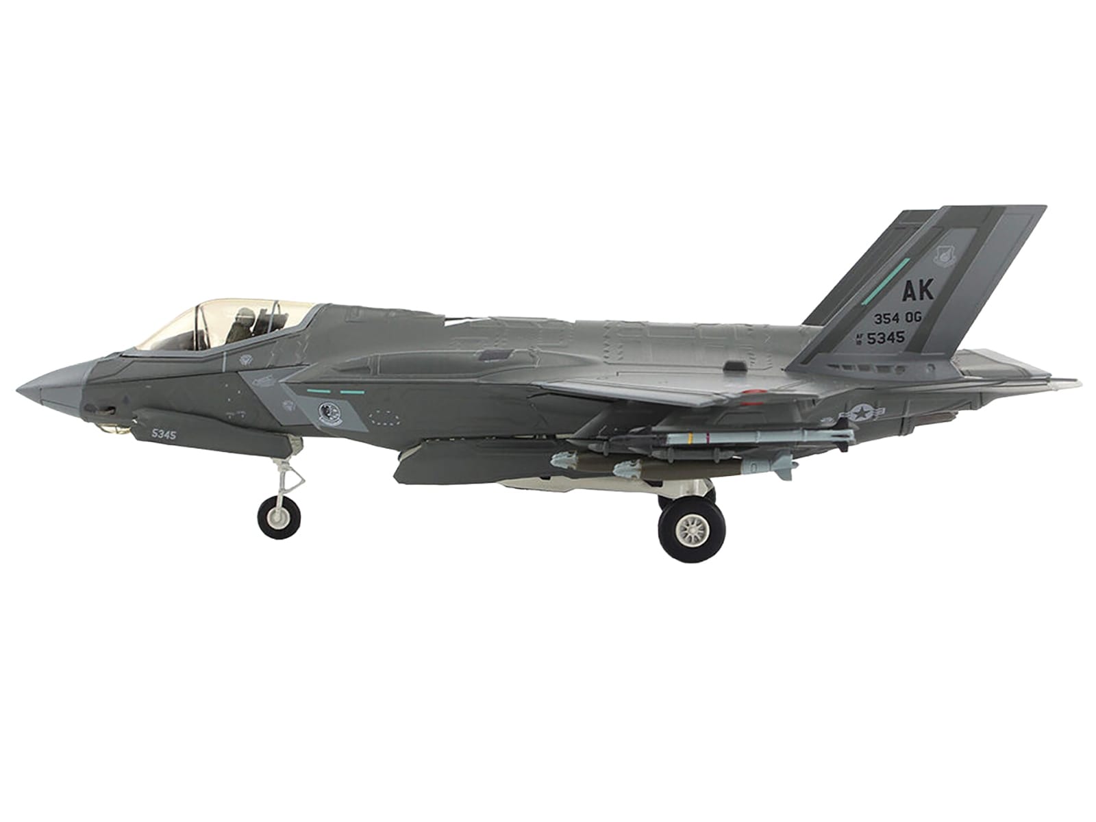Lockheed Martin F-35A Lightning II Aircraft "5345 354th Operations Group Eielson Air Force Base Alaska" (2020s) United States Air Force "Air Power Series" 1/72 Diecast Model by Hobby Master - Image 2