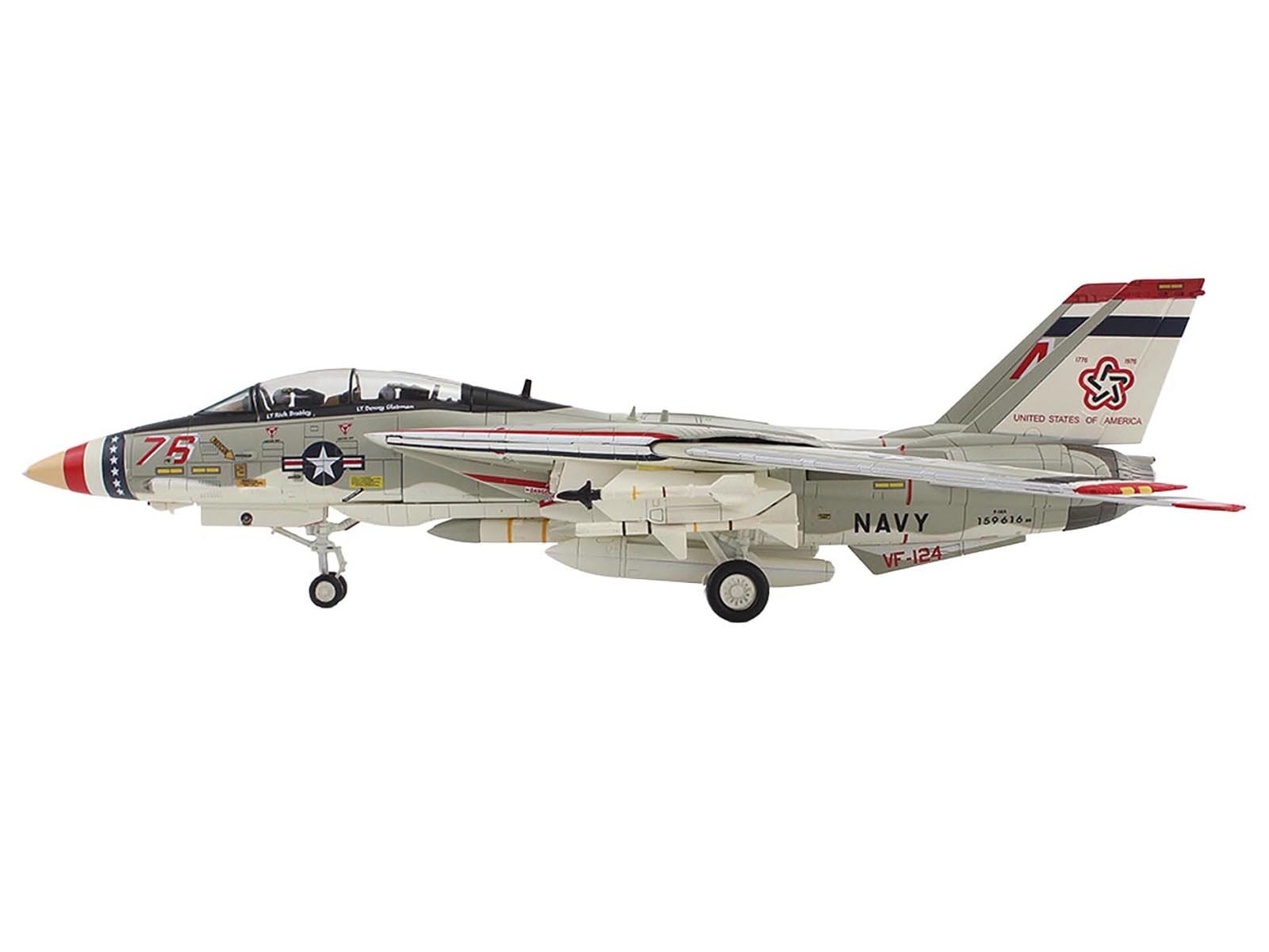 Grumman F-14A Tomcat Fighter Aircraft "Bicentennial Scheme VF-124" (1976) United States Navy "Air Power Series" 1/72 Diecast Model by Hobby Master - Image 2