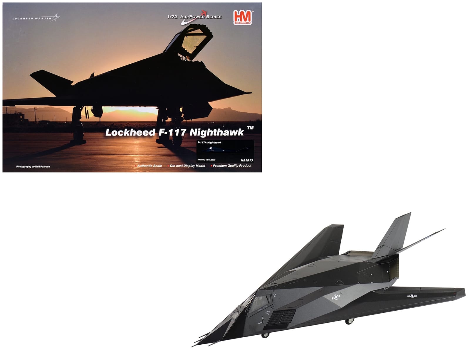 Lockheed YF-117 Nighthawk Stealth Aircraft "79-10782 410th FTS Edwards AFB" (2005) United States Air Force "Air Power Series" 1/72 Diecast Model by Hobby Master