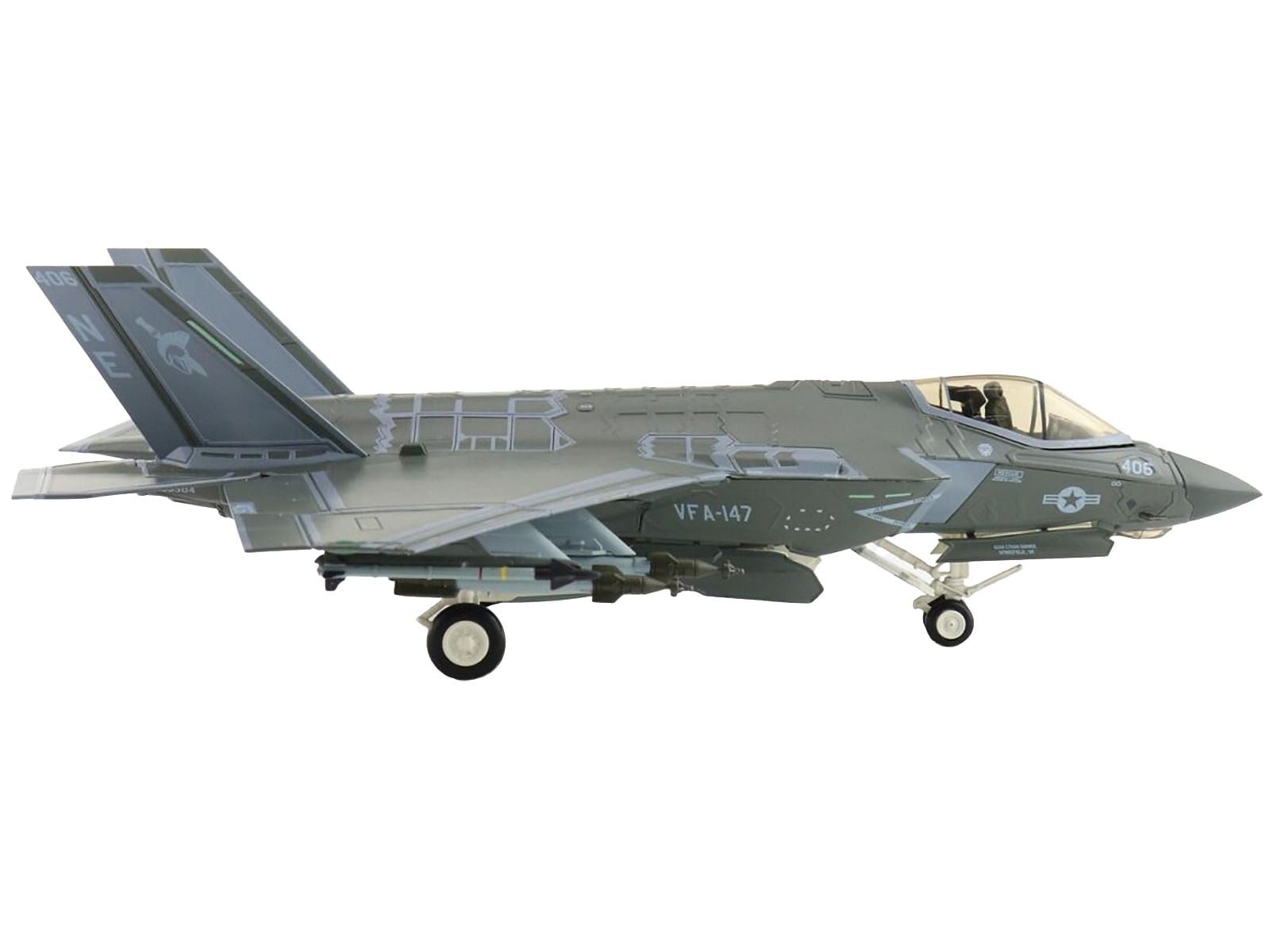 Lockheed Martin F-35C Lightning II Aircraft “VFA-147 ‘Argonauts’ USS Carl Vinson” (2021) United States Navy “Air Power Series” 1/72 Diecast Model by Hobby Master