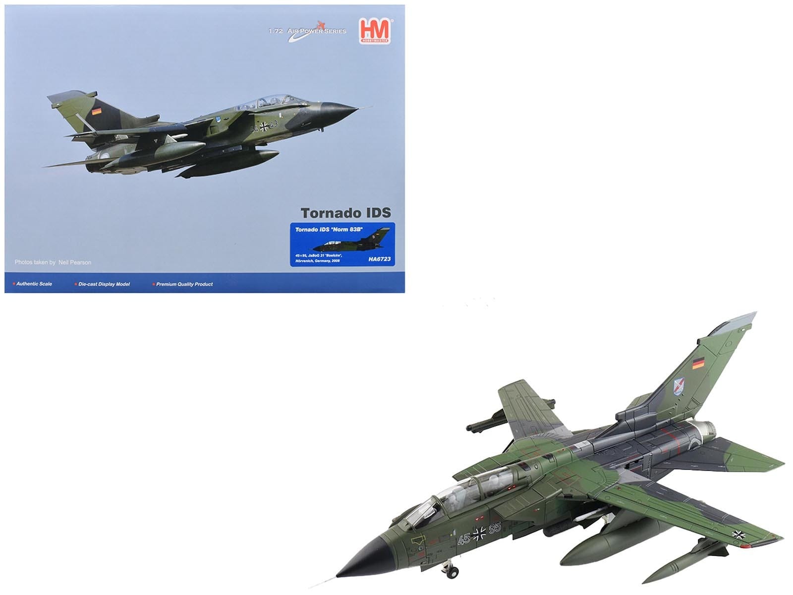 Panavia Tornado IDS Fighter-Bomber Aircraft "Norm 83B 45+95 JaBoG 31 'Boelcke' Norvenich Germany" (2008) German Luftwaffe "Air Power Series" 1/72 Diecast Model by Hobby Master - Image 2