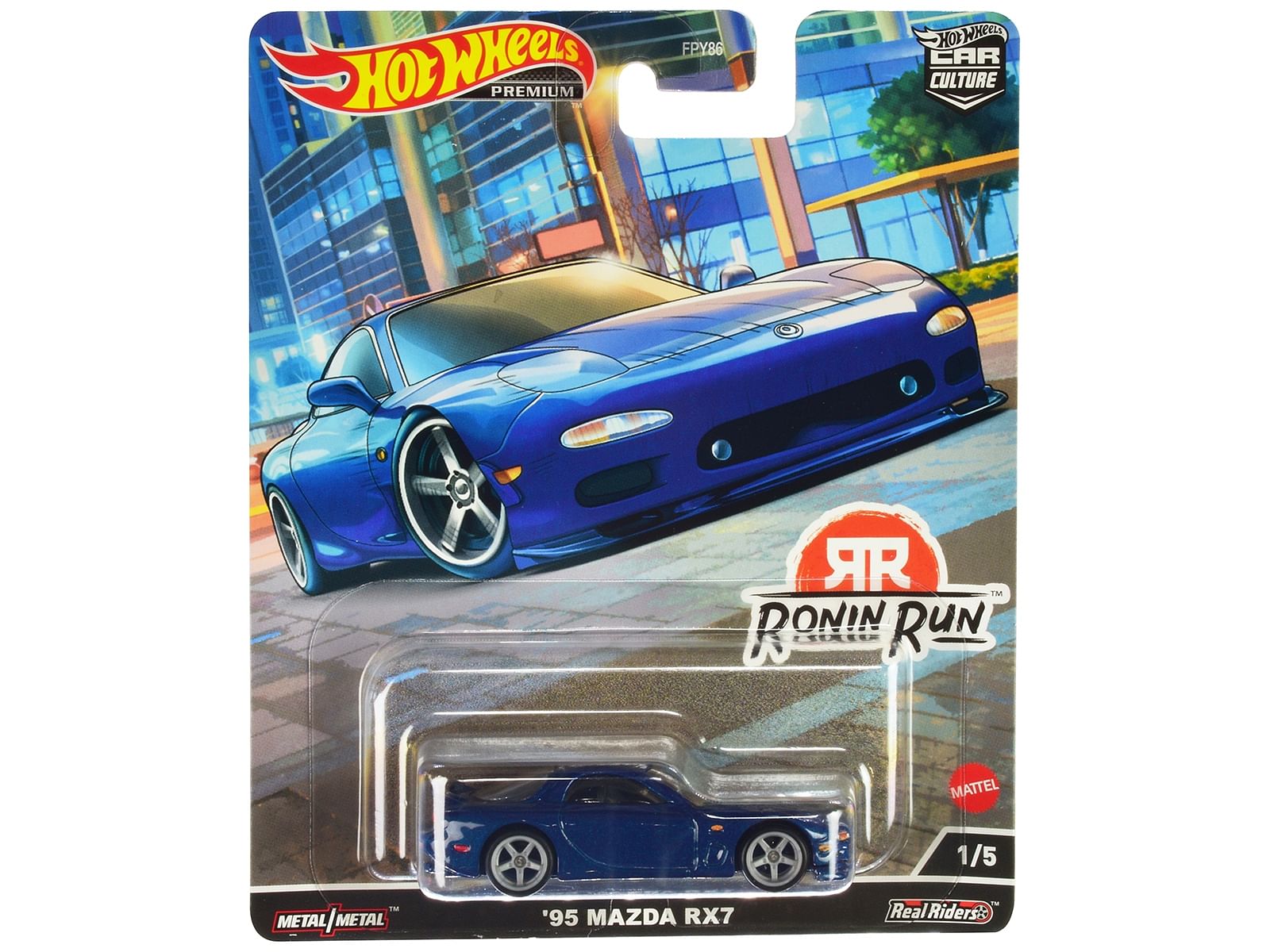 1995 Mazda RX7 Blue Metallic “Ronin Run” Series Diecast Model Car by Hot Wheels