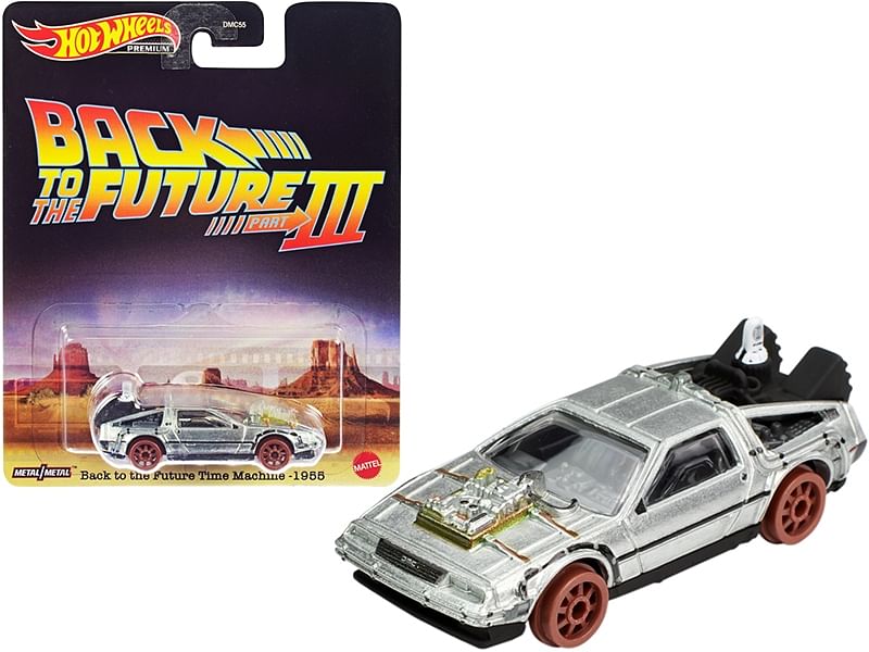 Time Machine (Railroad Version) Brushed Metal “Back to the Future Part III” (1990) Movie Diecast Model Car by Hot Wheels