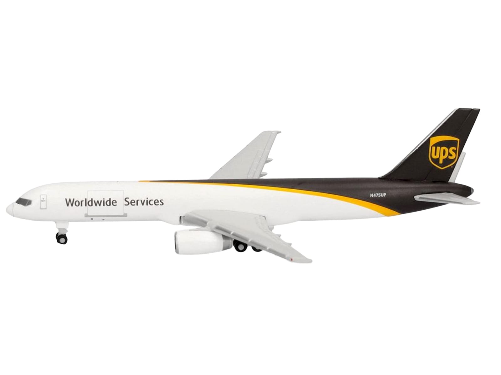 Boeing 757-200F Commercial Aircraft "UPS Worldwide Service" (N475UP) White with Brown Tail 1/500 Diecast Model Airplane by Herpa - Image 2