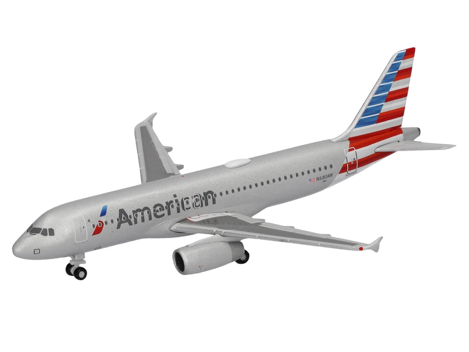 Airbus A320 Commercial Aircraft "American Airlines" (N680AW) Silver with Blue and Red Tail 1/500 Diecast Model Airplane by Herpa - Image 2