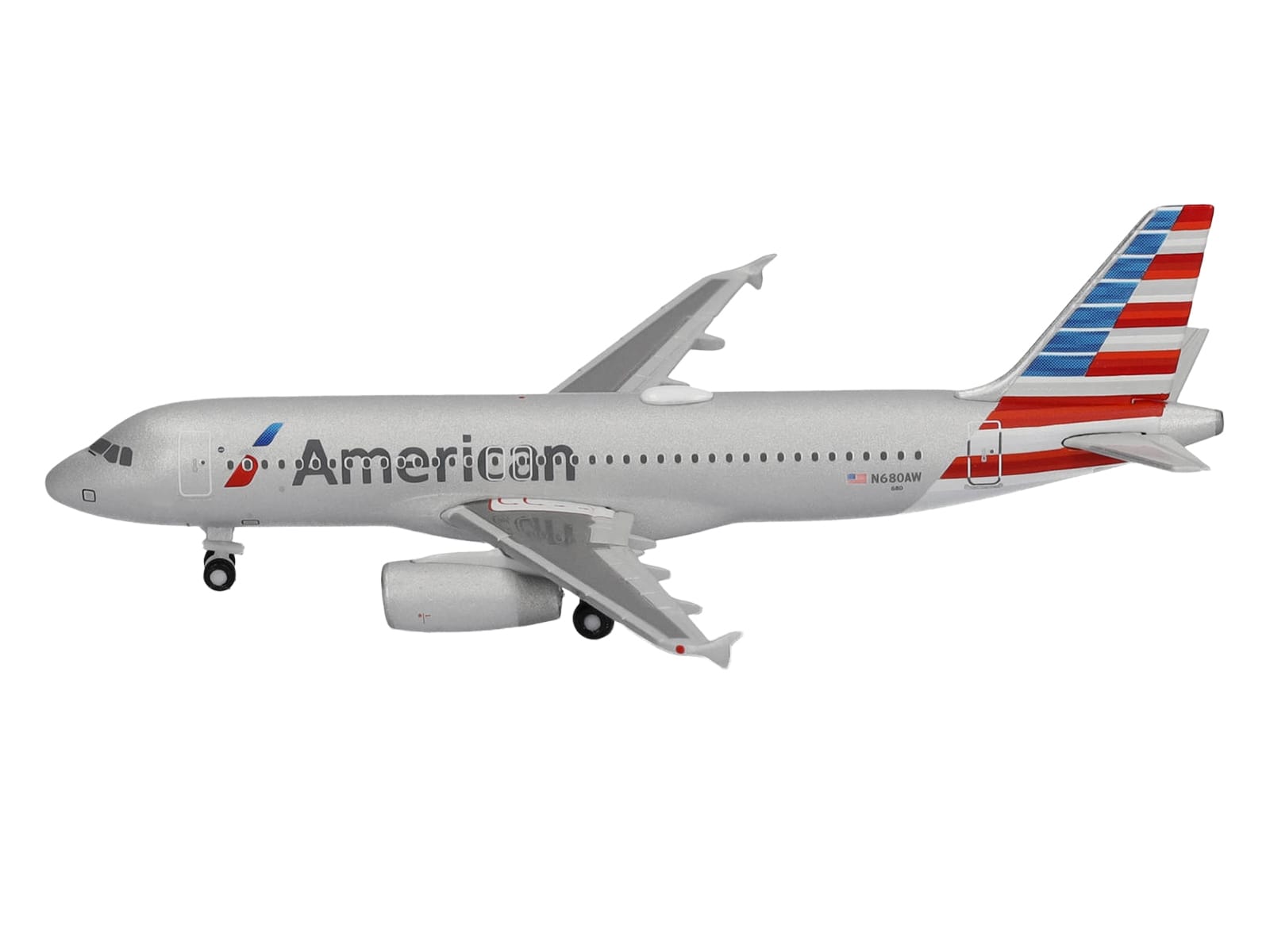 Airbus A320 Commercial Aircraft "American Airlines" (N680AW) Silver with Blue and Red Tail 1/500 Diecast Model Airplane by Herpa - Image 4