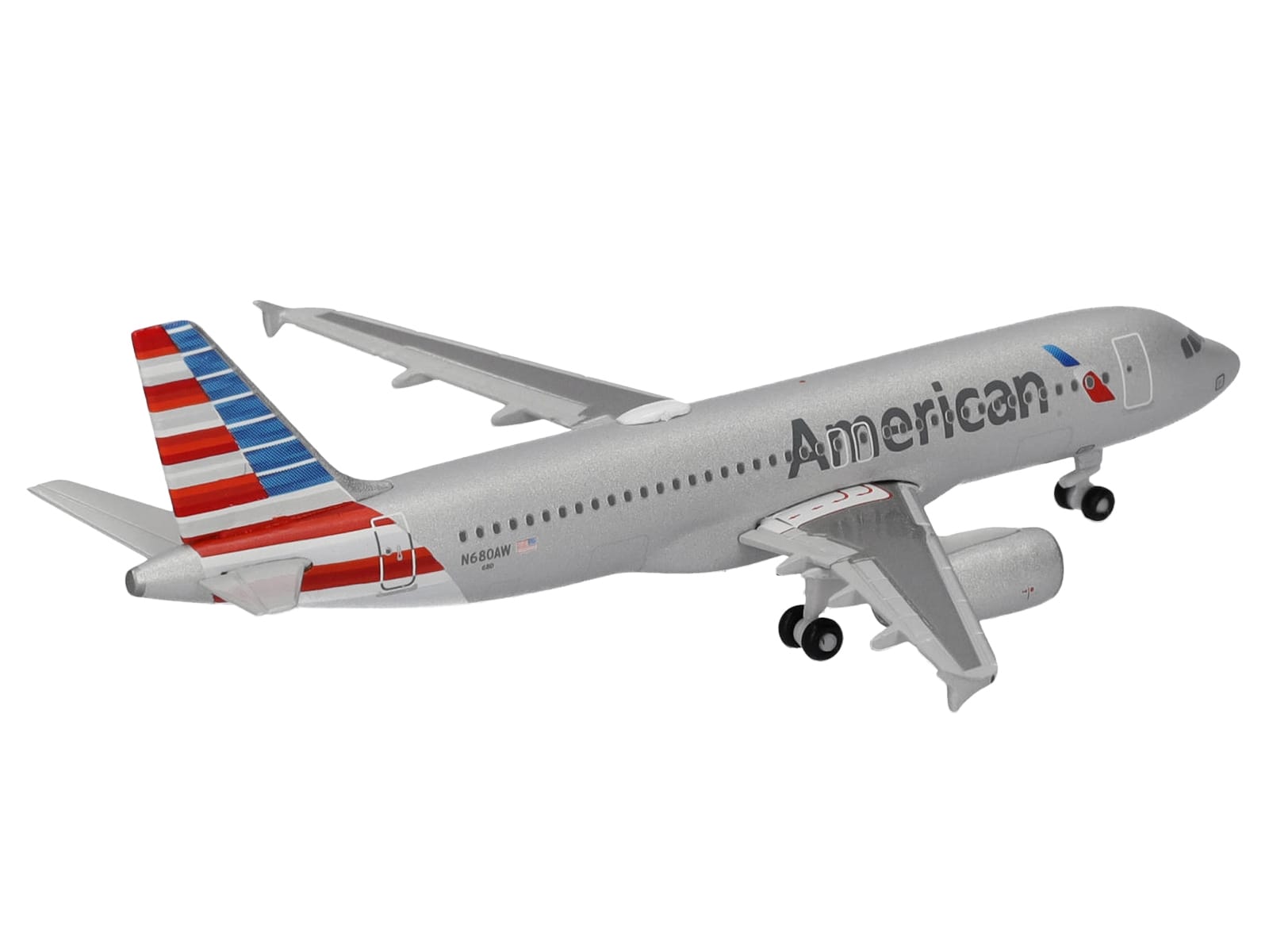 Airbus A320 Commercial Aircraft "American Airlines" (N680AW) Silver with Blue and Red Tail 1/500 Diecast Model Airplane by Herpa - Image 5