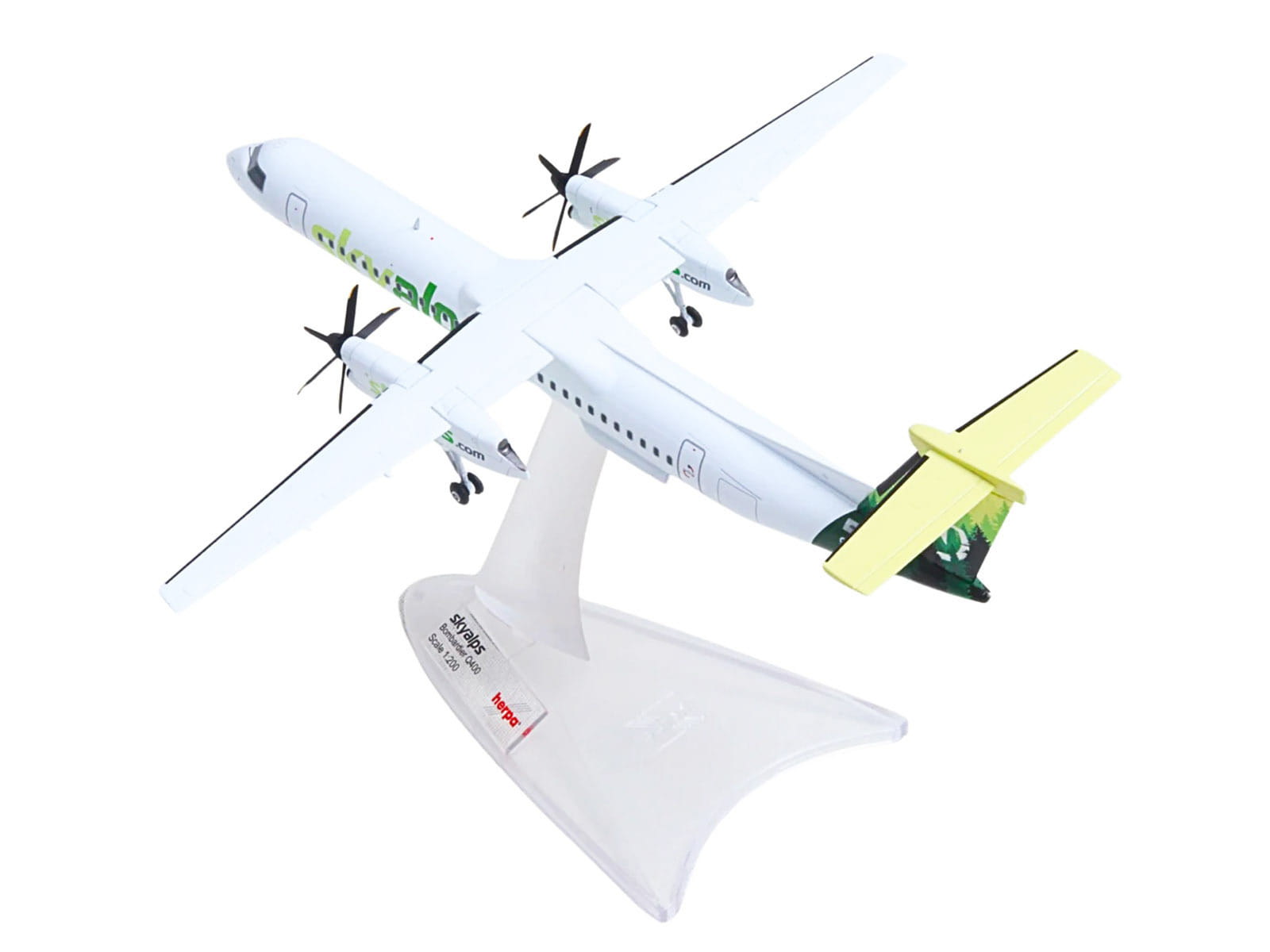 Bombardier Q400 Commercial Aircraft "Sky Alps" (9H-PAUL) White with Green Tail Graphics 1/200 Diecast Model by Herpa - Image 3