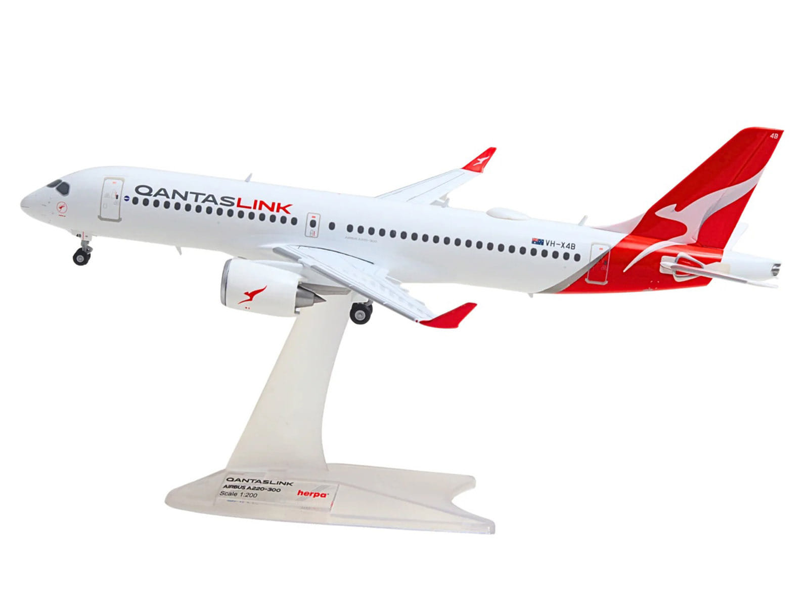 Airbus A220-300 Commercial Aircraft "QantasLink" (VH-X4B) White with Red Tail 1/200 Diecast Model by Herpa - Image 2