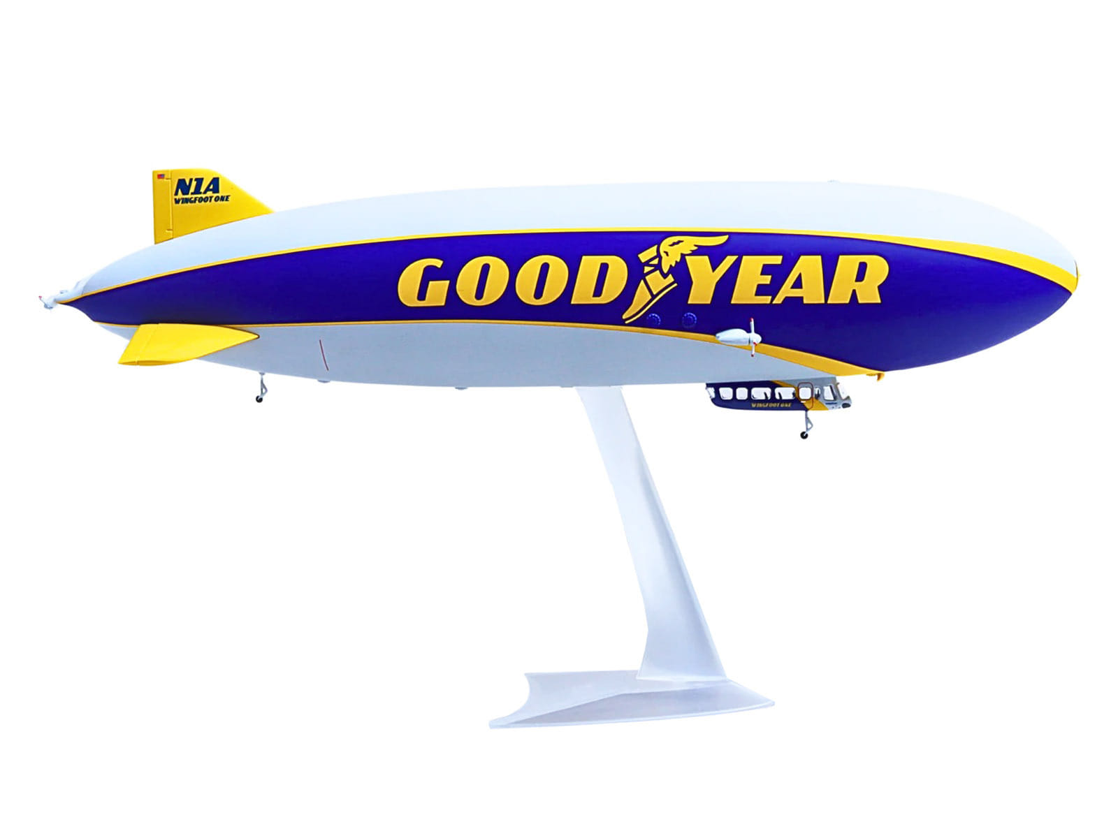 Zeppelin NT Aircraft "Goodyear Blimp - Wingfoot One" (N1A) Gray and Blue with Yellow Stripes 1/200 Diecast Model by Herpa - Image 3