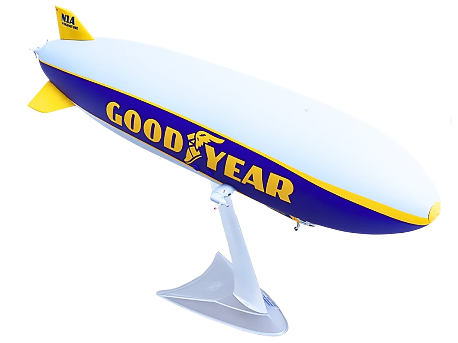 Zeppelin NT Aircraft "Goodyear Blimp - Wingfoot One" (N1A) Gray and Blue with Yellow Stripes 1/200 Diecast Model by Herpa - Image 4