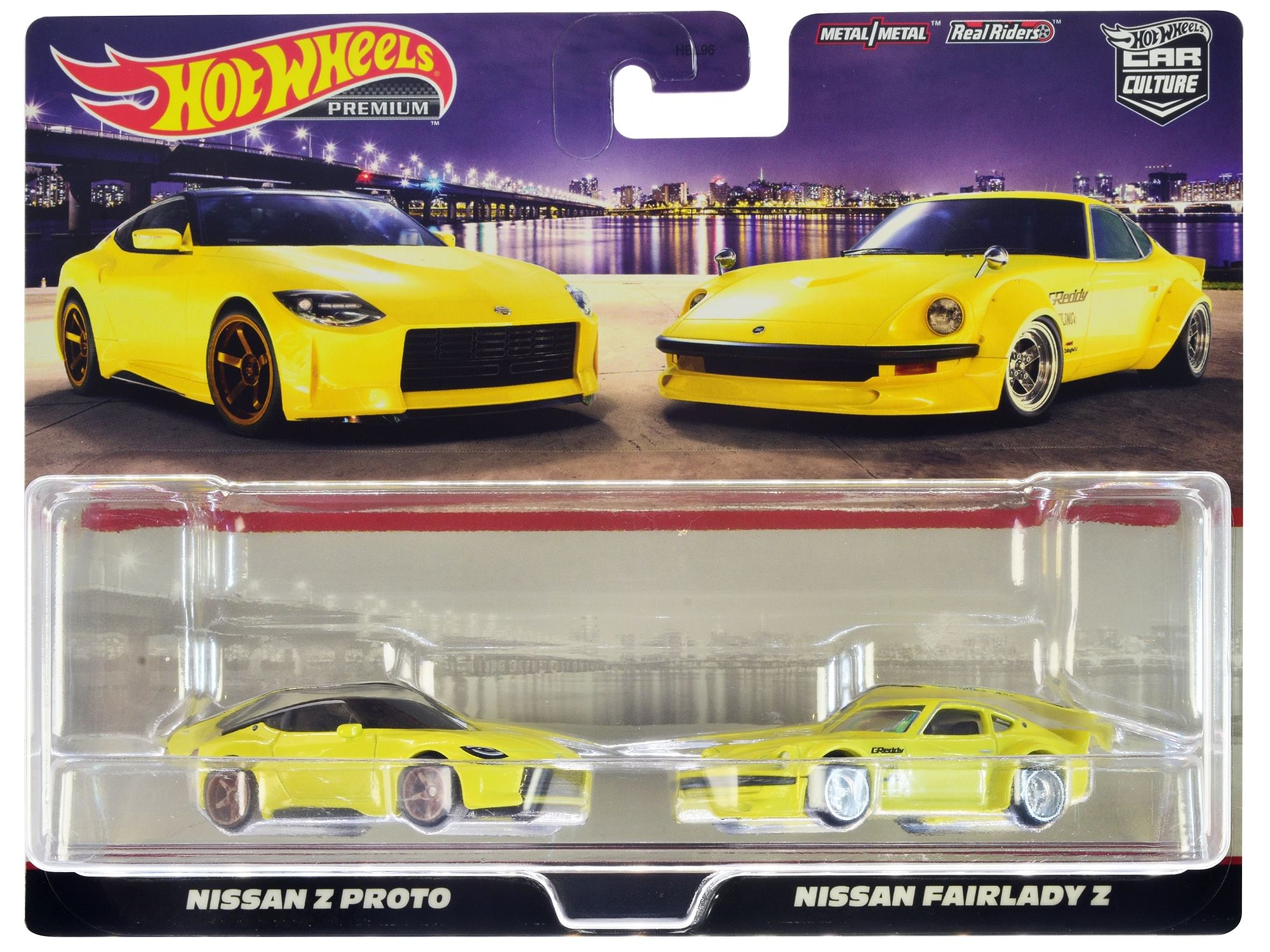 Nissan Z Proto Yellow with Black Top and Nissan Fairlady Z Yellow “Car Culture” Set of 2 Cars Diecast Model Cars by Hot Wheels