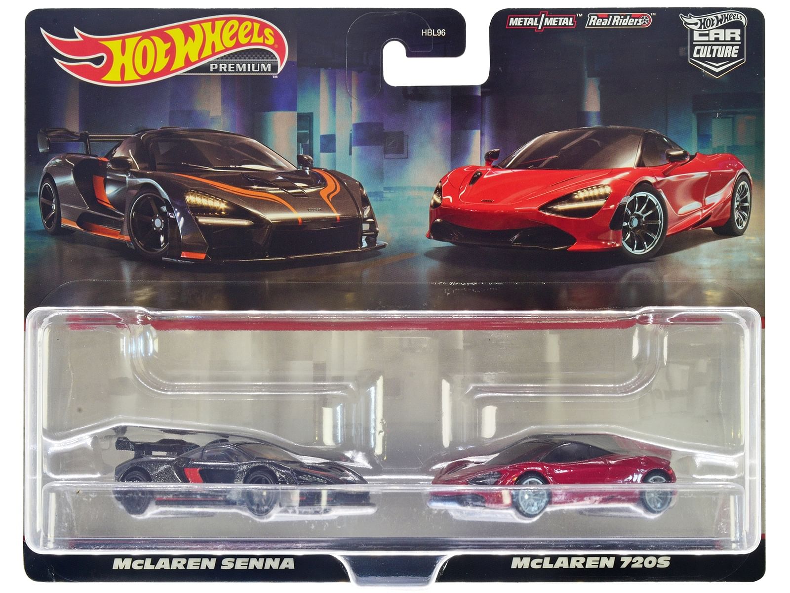 McLaren Senna Dark Gray Metallic with Orange Stripes and McLaren 720S Red Metallic with Black Top “Car Culture” Set of 2 Cars Diecast Model Cars by Hot Wheels