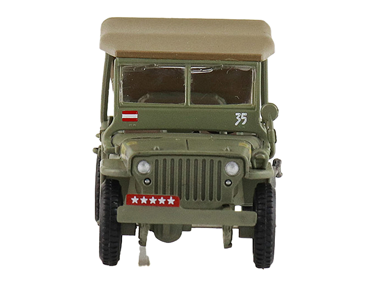 U.S. 1/4 ton Military Vehicle Olive Drab "Gen. Douglas MacArthur Leyte WWII" (1945) United States Army "Ground Power Series" 1/72 Diecast Model by Hobby Master - Image 2