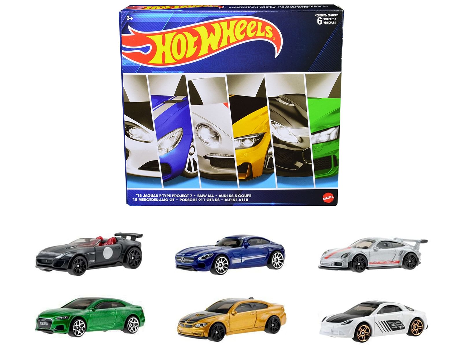 “European Theme” 6 piece Set Diecast Model Cars by Hot Wheels