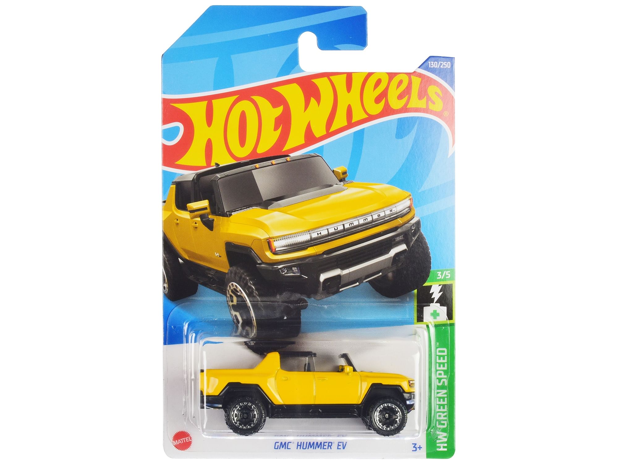 GMC Hummer EV Pickup Truck Yellow with Open Top “HW Green Speed” Series Diecast Model Car by Hot Wheels