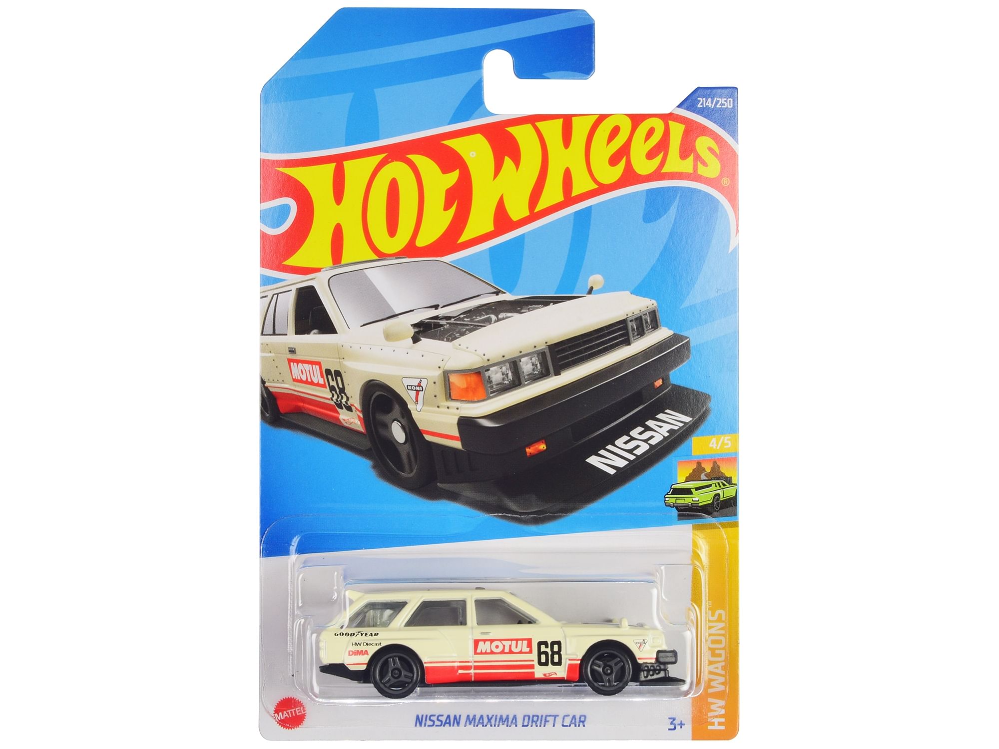 Nissan Maxima Wagon Drift Car #68 “Motul” Cream with Red Stripes “HW Wagons” Series Diecast Model Car by Hot Wheels