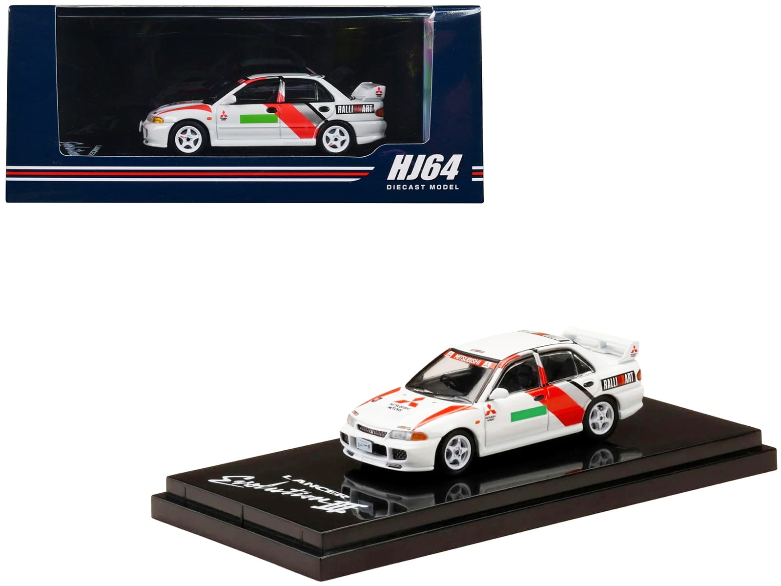 Mitsubishi Lancer RS Evolution III RHD (Right Hand Drive) Scortia White "Groupe A Promotion" 1/64 Diecast Model Car by Hobby Japan - Image 2