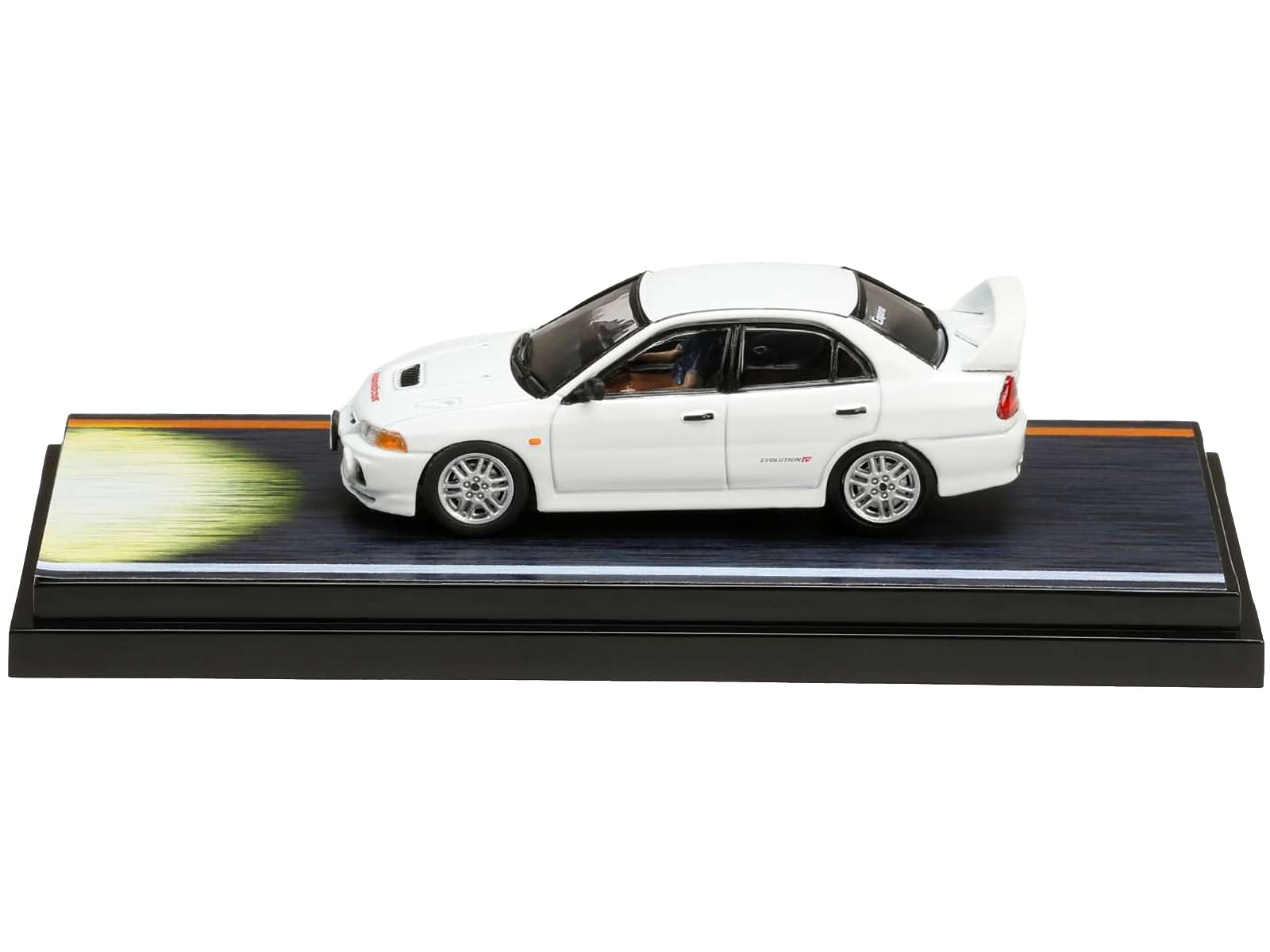 Mitsubishi Lancer RS Evolution IV RHD (Right Hand Drive) White “Monstar” with Seiji Iwaki Driver Figure “Initial D” (1995-2013) Manga 1/64 Diecast Model Car by Hobby Japan