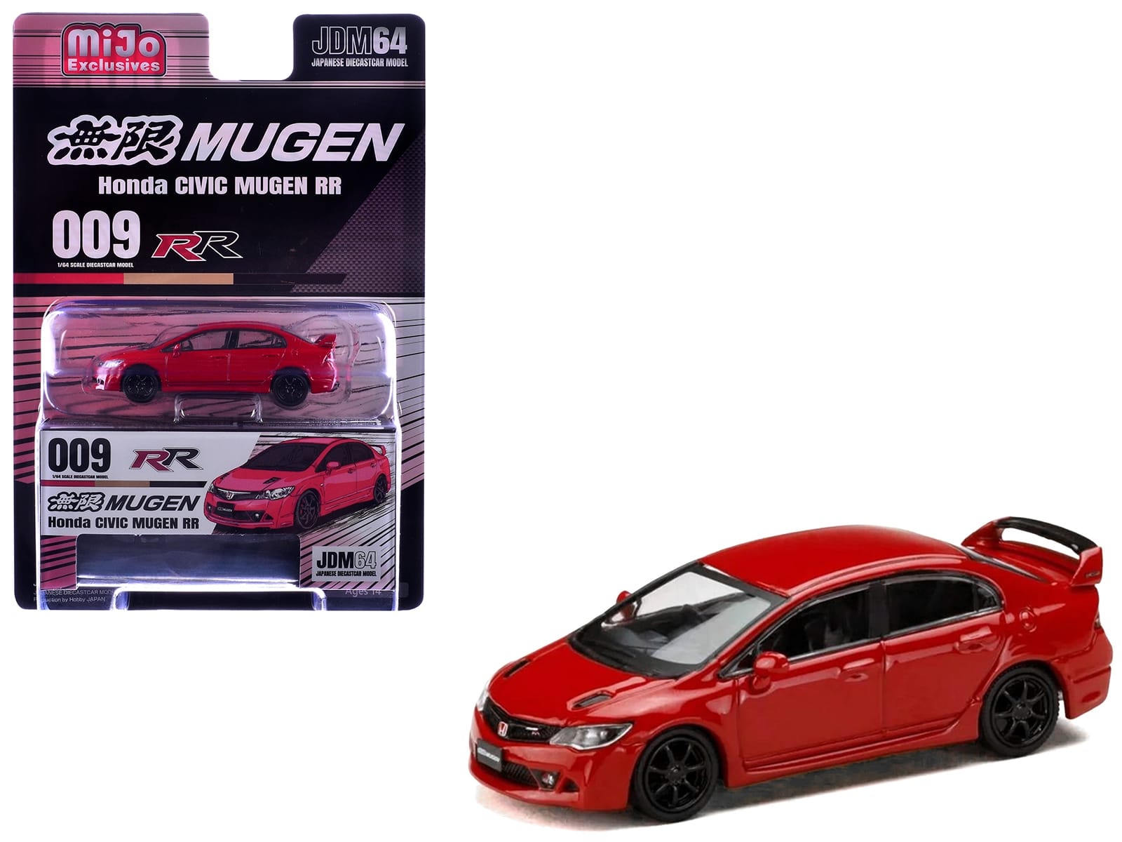 Honda Civic Mugen RR (FD2) RHD (Right Hand Drive) Milano Red "JDM64" Series 1/64 Diecast Model Car by Hobby Japan