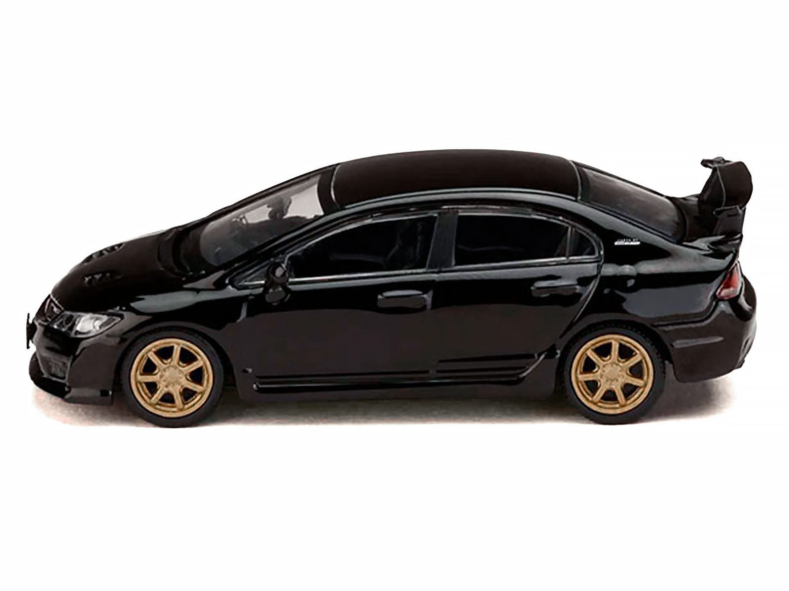Honda Mugen Civic Type R (FD2) RHD (Right Hand Drive) Crystal Black Pearl with Gold Wheels "JDM64" Series 1/64 Diecast Model Car by Hobby Japan - Image 2