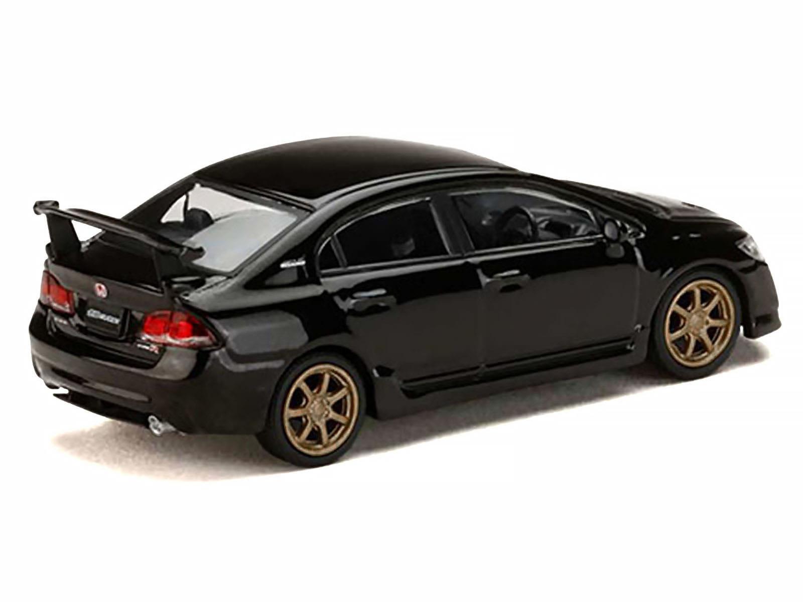 Honda Mugen Civic Type R (FD2) RHD (Right Hand Drive) Crystal Black Pearl with Gold Wheels "JDM64" Series 1/64 Diecast Model Car by Hobby Japan - Image 3