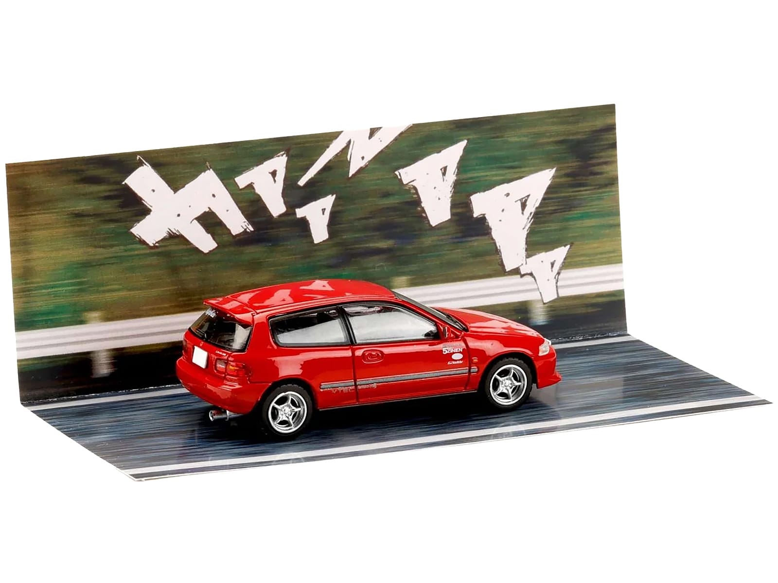 Honda Civic (EG6) RHD (Right Hand Drive) "Myogi Night Kids" Red "Initial D" (1995-2013) Manga "Diorama Set Series" 1/64 Diecast Model car by Hobby Japan - Image 4
