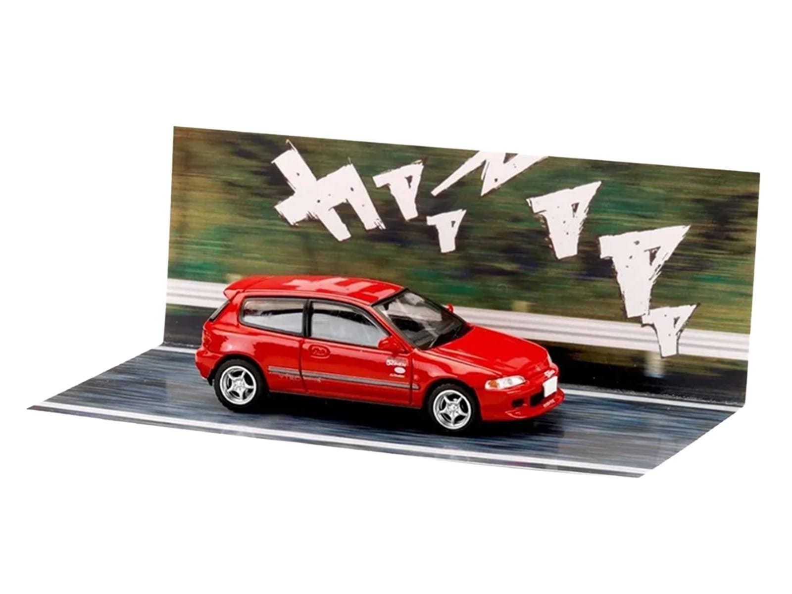 Honda Civic (EG6) RHD (Right Hand Drive) "Myogi Night Kids" Red "Initial D" (1995-2013) Manga "Diorama Set Series" 1/64 Diecast Model car by Hobby Japan - Image 5