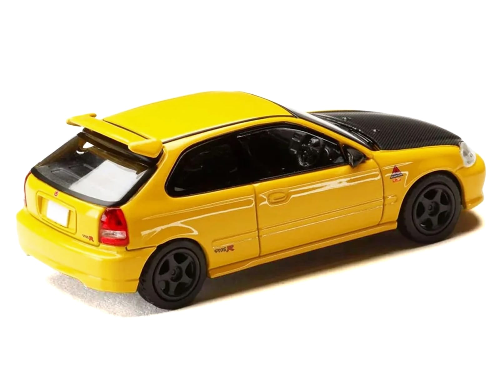 Honda Civic (EK9) RHD (Right Hand Drive) Yellow with Carbon Hood "Initial D" (1995-2013) Manga "Diorama Set Series" 1/64 Diecast Model car by Hobby Japan - Image 3