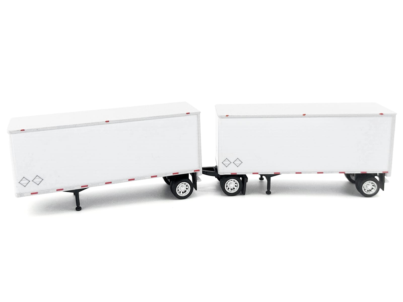28' Dry Van Double Pup Trailers White Set of 2 pieces 1/87 (HO) Scale Plastic Model by HO Logistics - Image 2