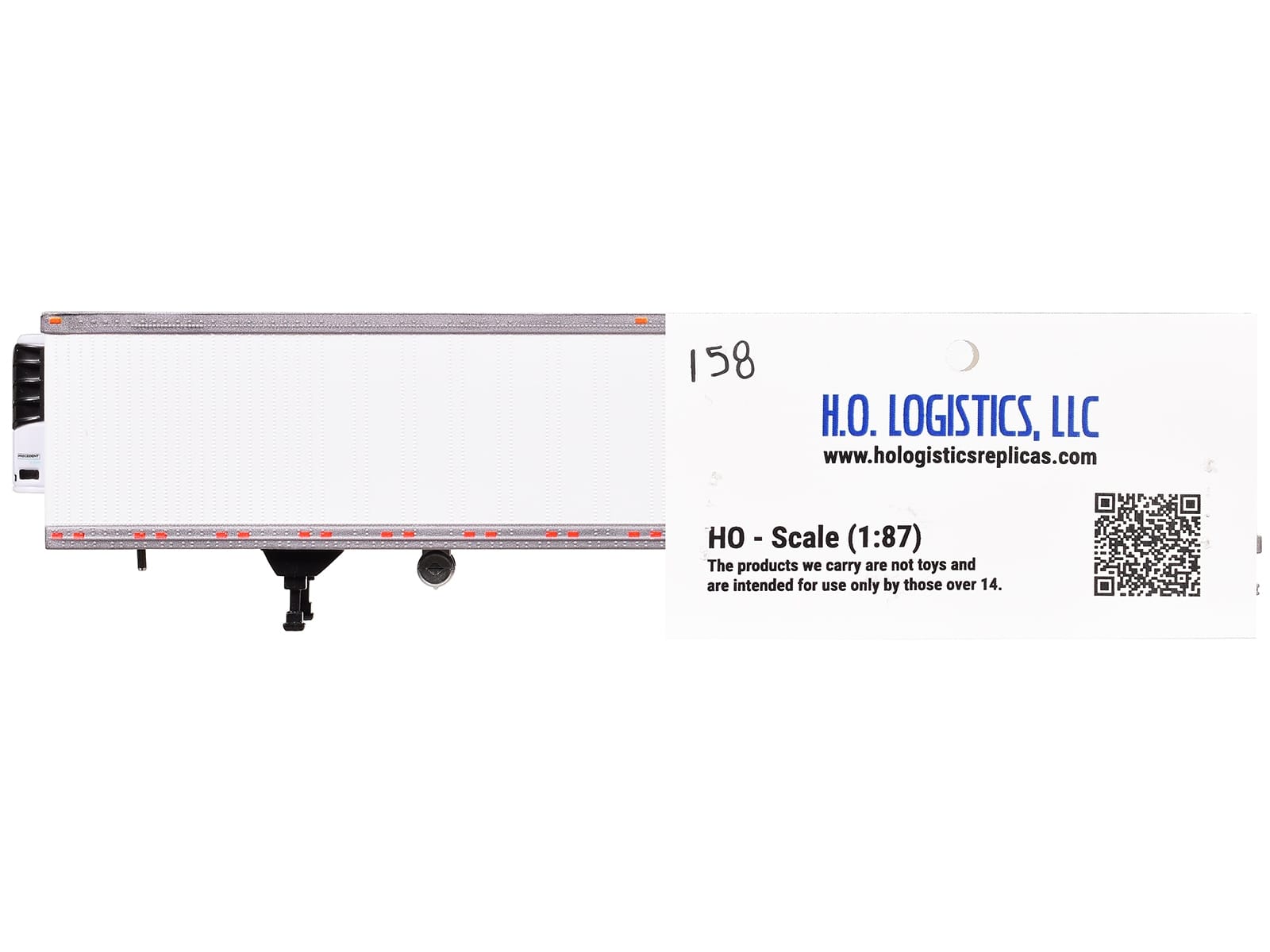 Box Trailer with Reefer White 1/87 (HO) Scale Plastic Model by HO Logistics - Image 2