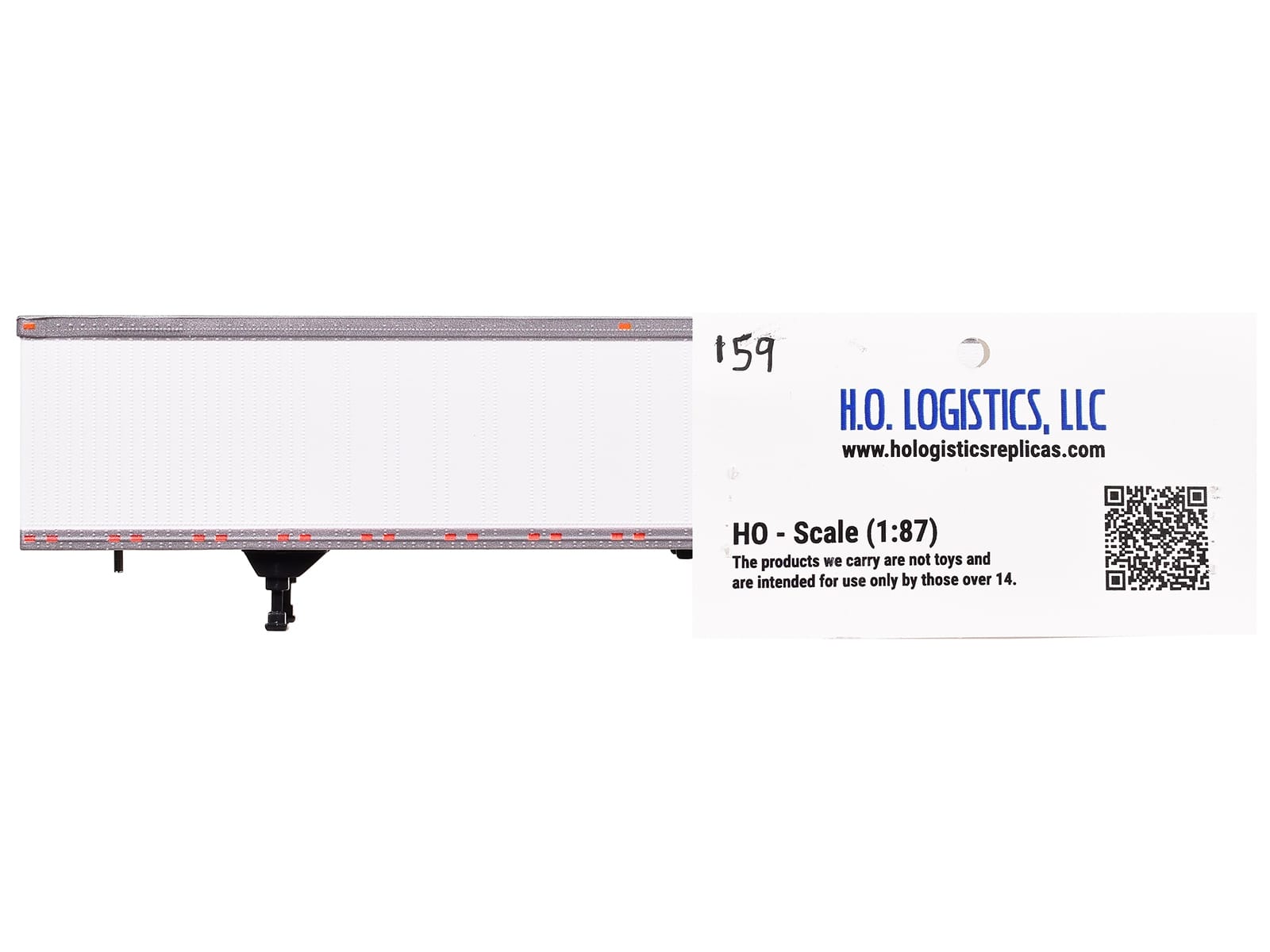 Box Dry Goods Trailer White 1/87 (HO) Scale Plastic Model by HO Logistics - Image 3