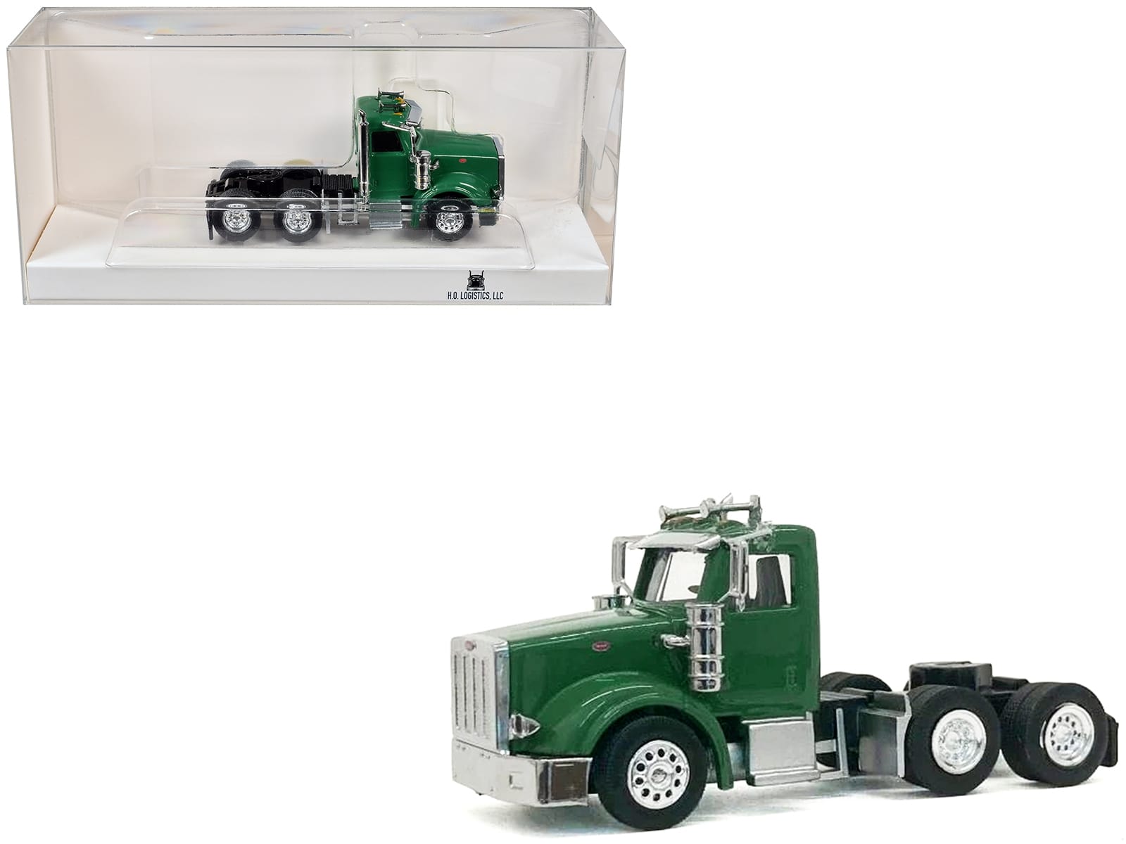 Peterbilt 367 Day Cab Green 1/87 (HO) Scale Plastic Model Car by HO Logistics