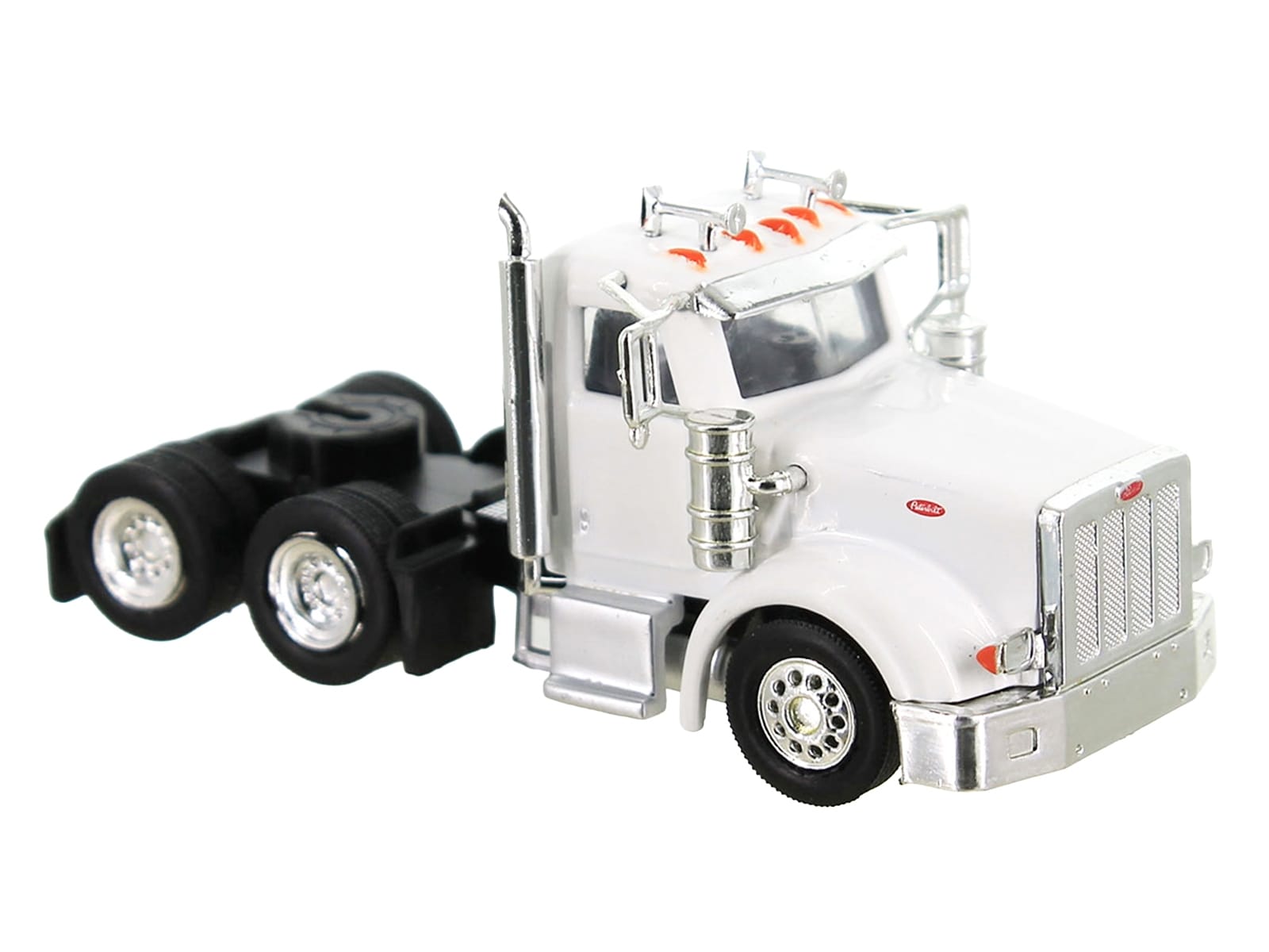Peterbilt 367 Truck Tractor with Day Cab White and Articulated Tank Trailer "Cemex" White with Blue Stripes Combo Set 1/87 (HO) Plastic Model Car by HO Logistics - Image 2