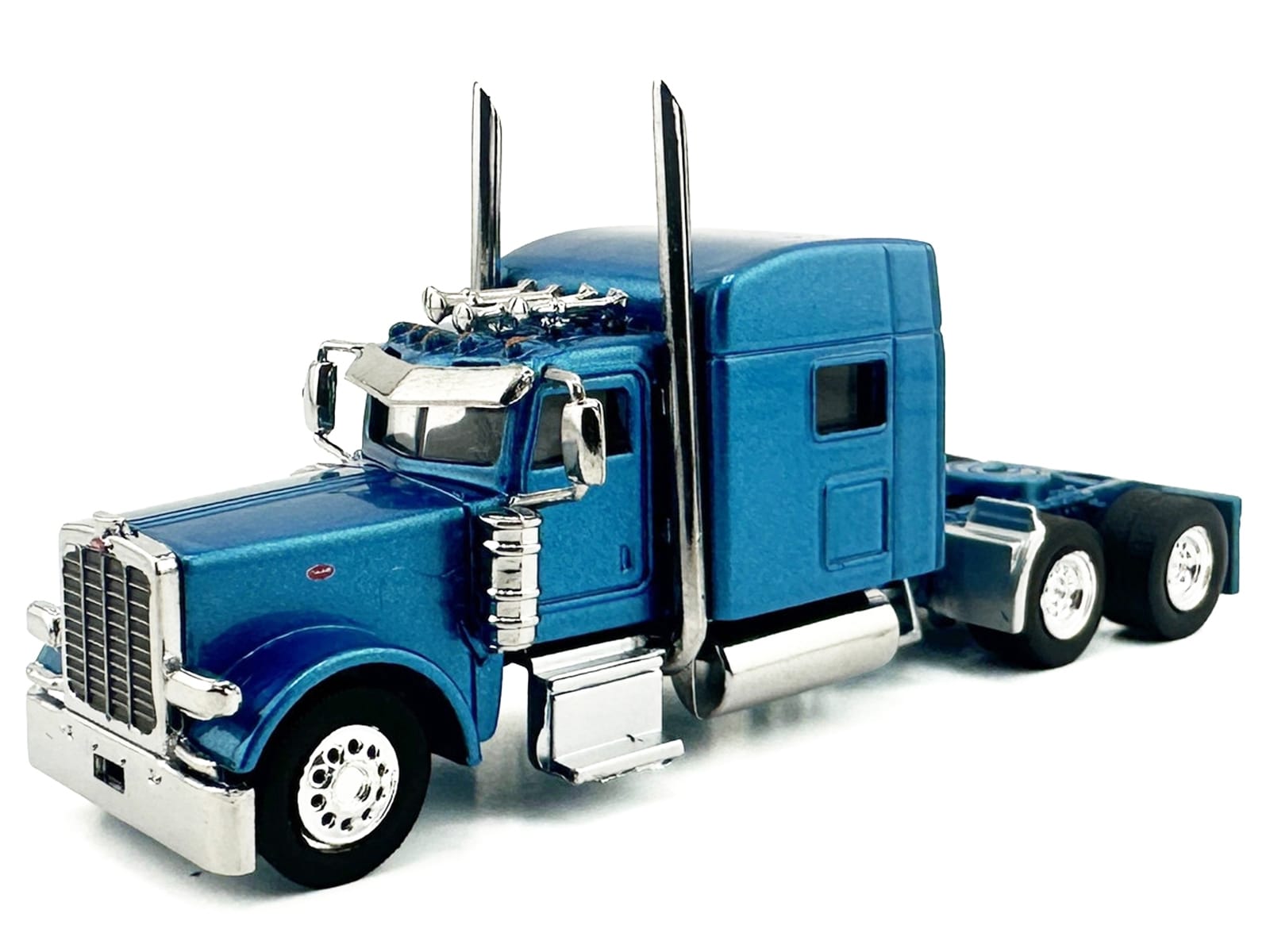 Peterbilt 389 Truck Tractor with Sleeper Cab Blue Metallic 1/87 (HO) Scale Plastic Model Car by HO Logistics - Image 2