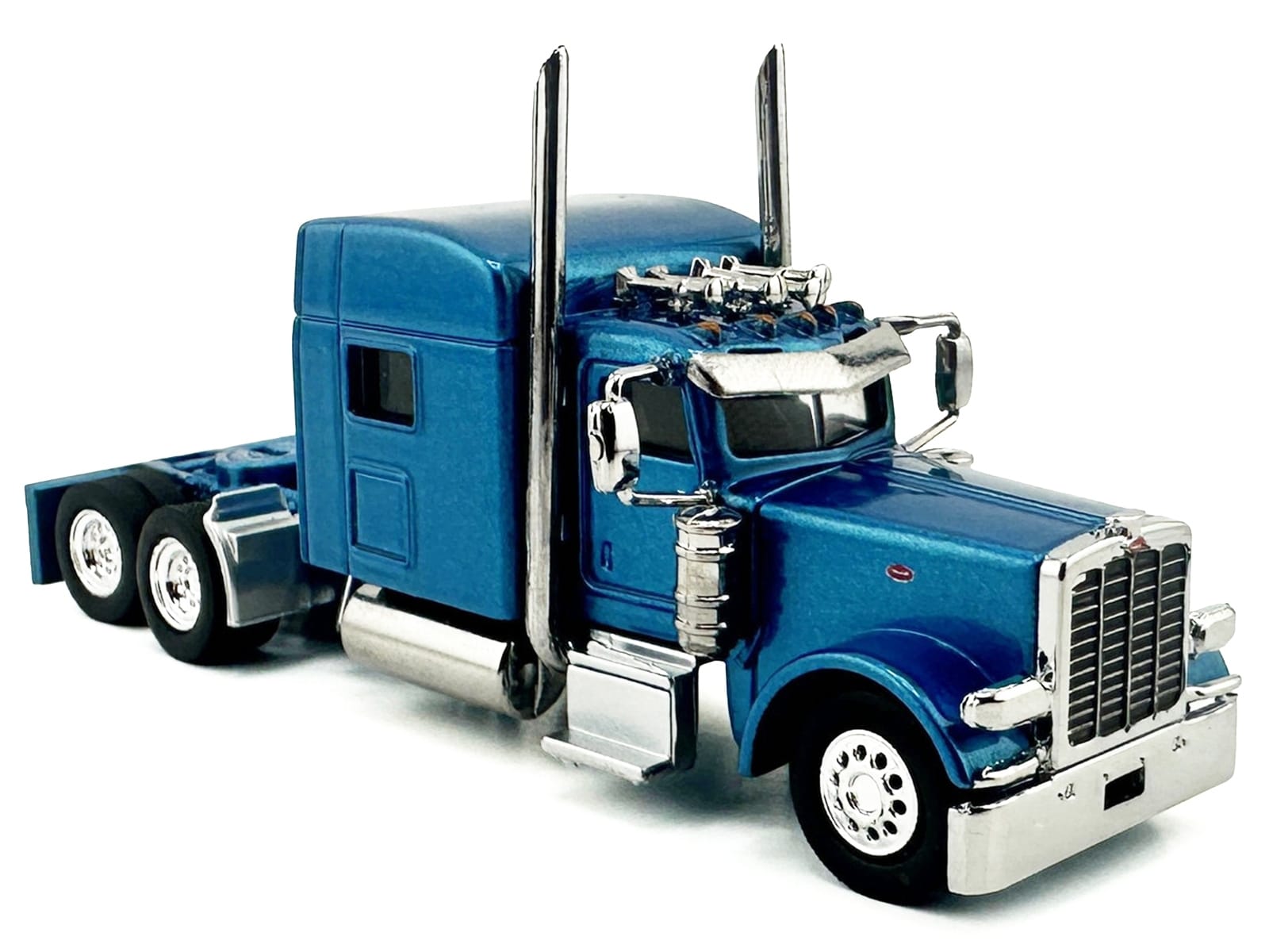 Peterbilt 389 Truck Tractor with Sleeper Cab Blue Metallic 1/87 (HO) Scale Plastic Model Car by HO Logistics - Image 3